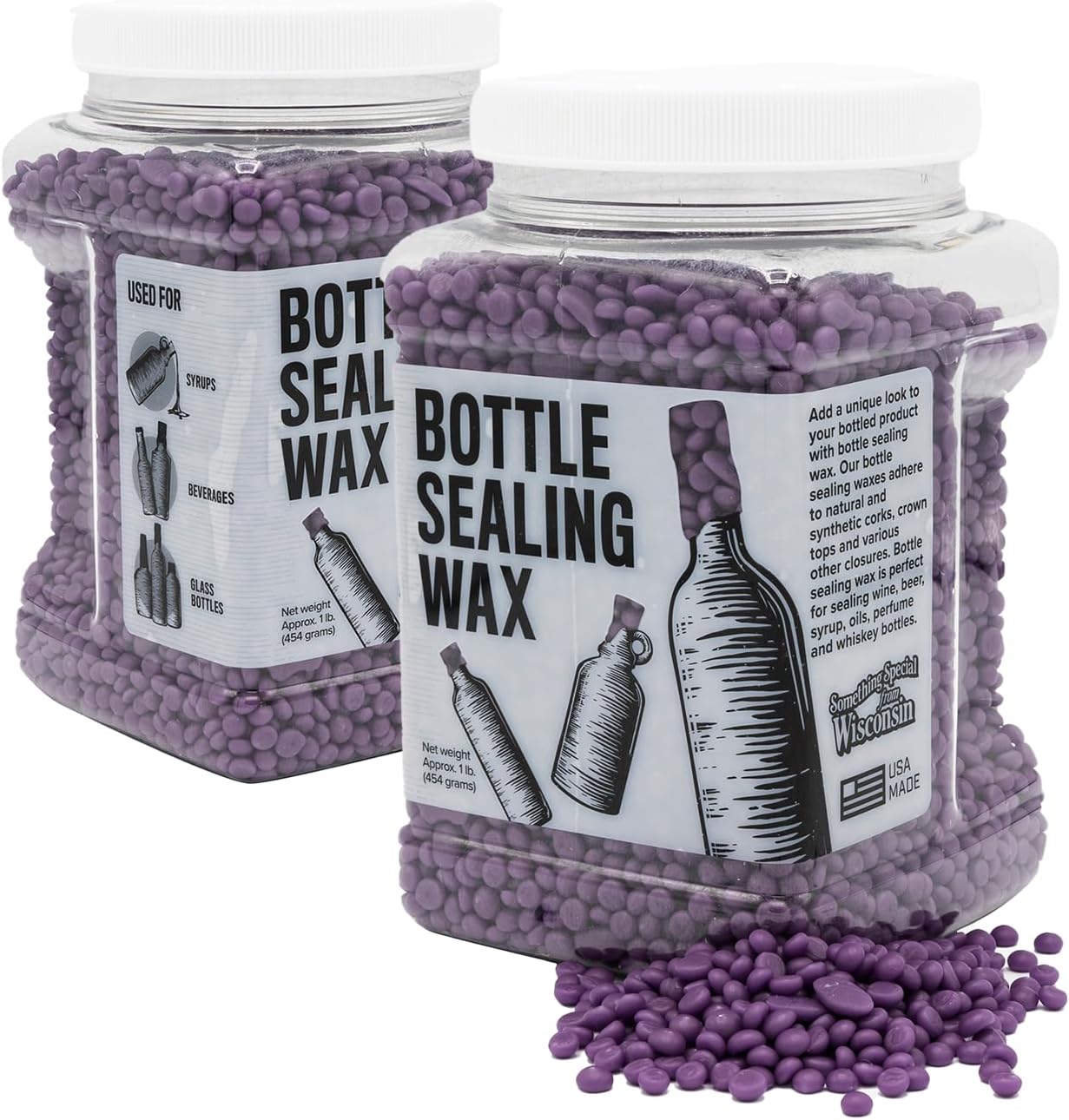 Blended Waxes, Inc. Bottle Sealing Wax, Pastille Wax Seal Beads For Wine, Beer, and Liquor Bottle Sealing, Seals Between 25-30 Bottles, 1 lb, Purple