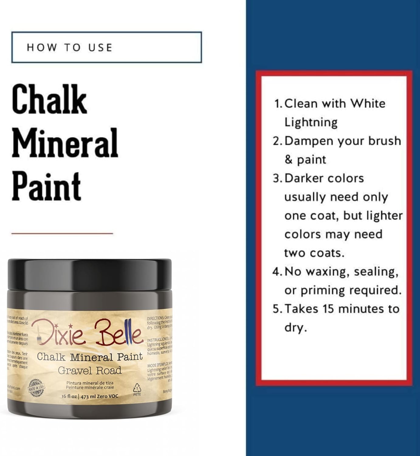 Dixie Belle Paint Company Chalk Finish Furniture Paint - Gravel Road (16oz) - Matte Warm Gray Chic Chalk Mineral DIY Furniture Paint