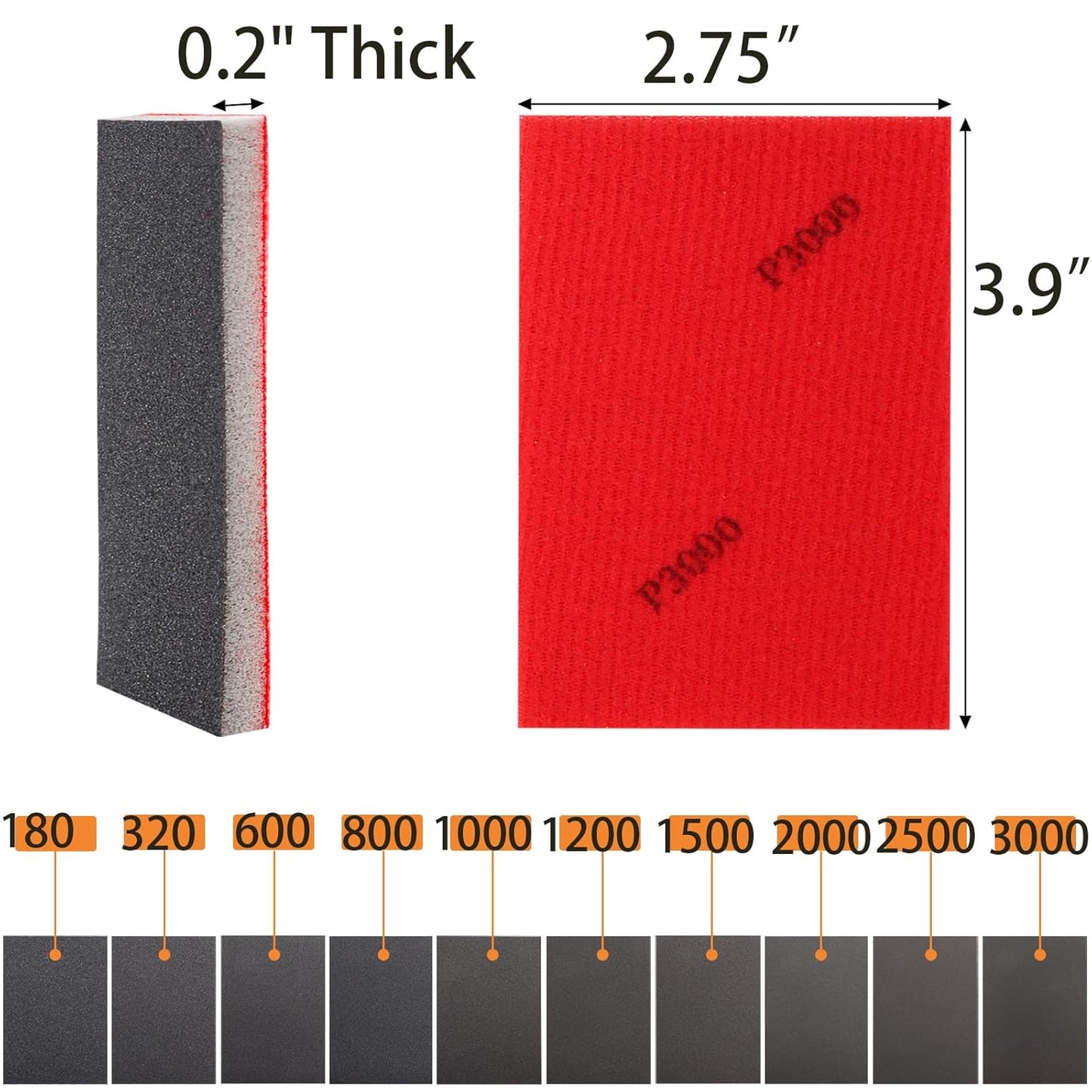 TOPZEA 40 Pcs 180-3000 Grit Sanding Sponges, Ultra Fine Foam Sanding Block Pads Wet Dry Sandpapers Hand Sander Sand Paper for Automobile Car Wood Metal Drywall Furniture Polishing, 3.9"x 2.75"