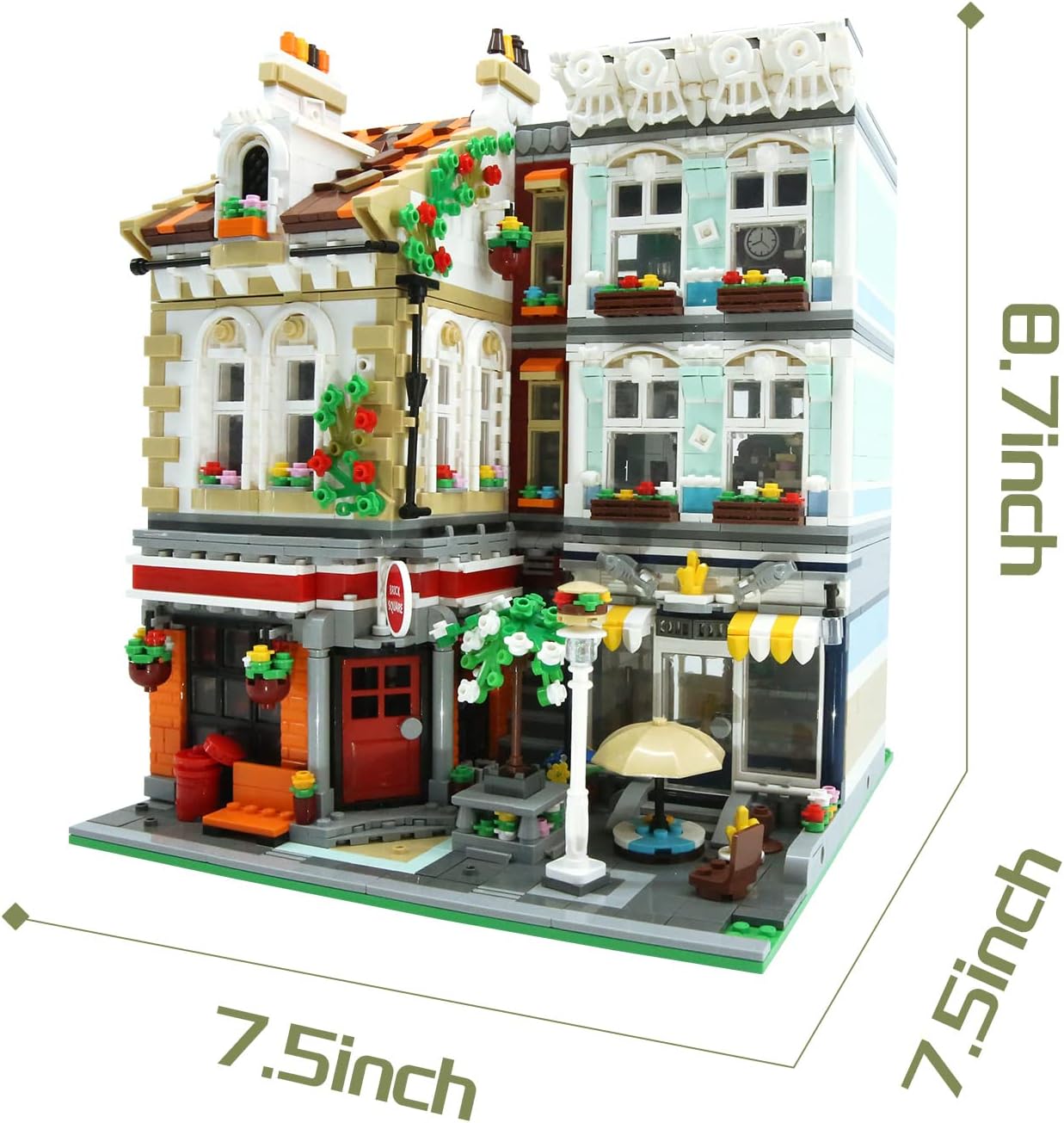 ZenithFlow Street View Building Blocks Kit, Brick Square Mini Blocks Construction Toys European Architecture Model House Store Building Set, Idea Gifts Home Decoration Collection for Adults 3299 PCS
