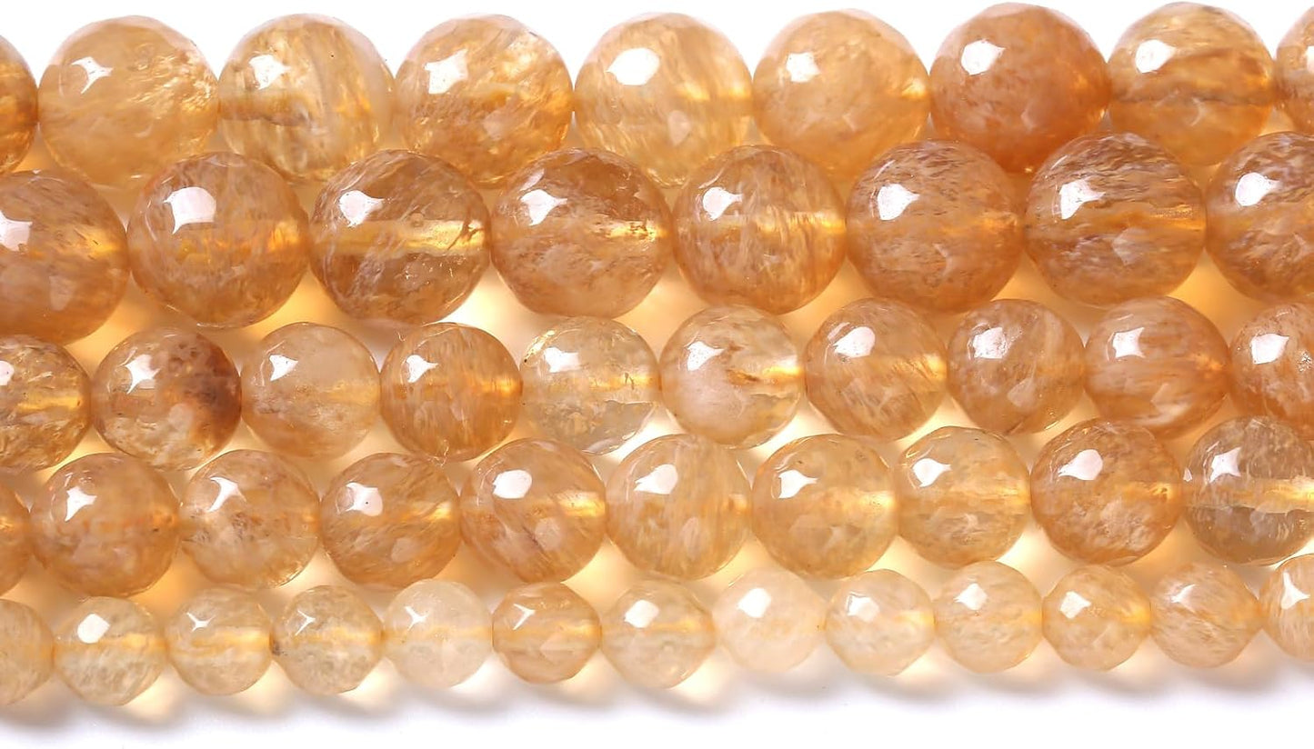 90pcs 4mm Natural Faceted Tea Watermenlon Jade Stone Beads for Jewelry Making Energy Healing Beads DIY Bracelet Necklace Accessories 15" (4mm, Faceted Tea Yellow Jade)