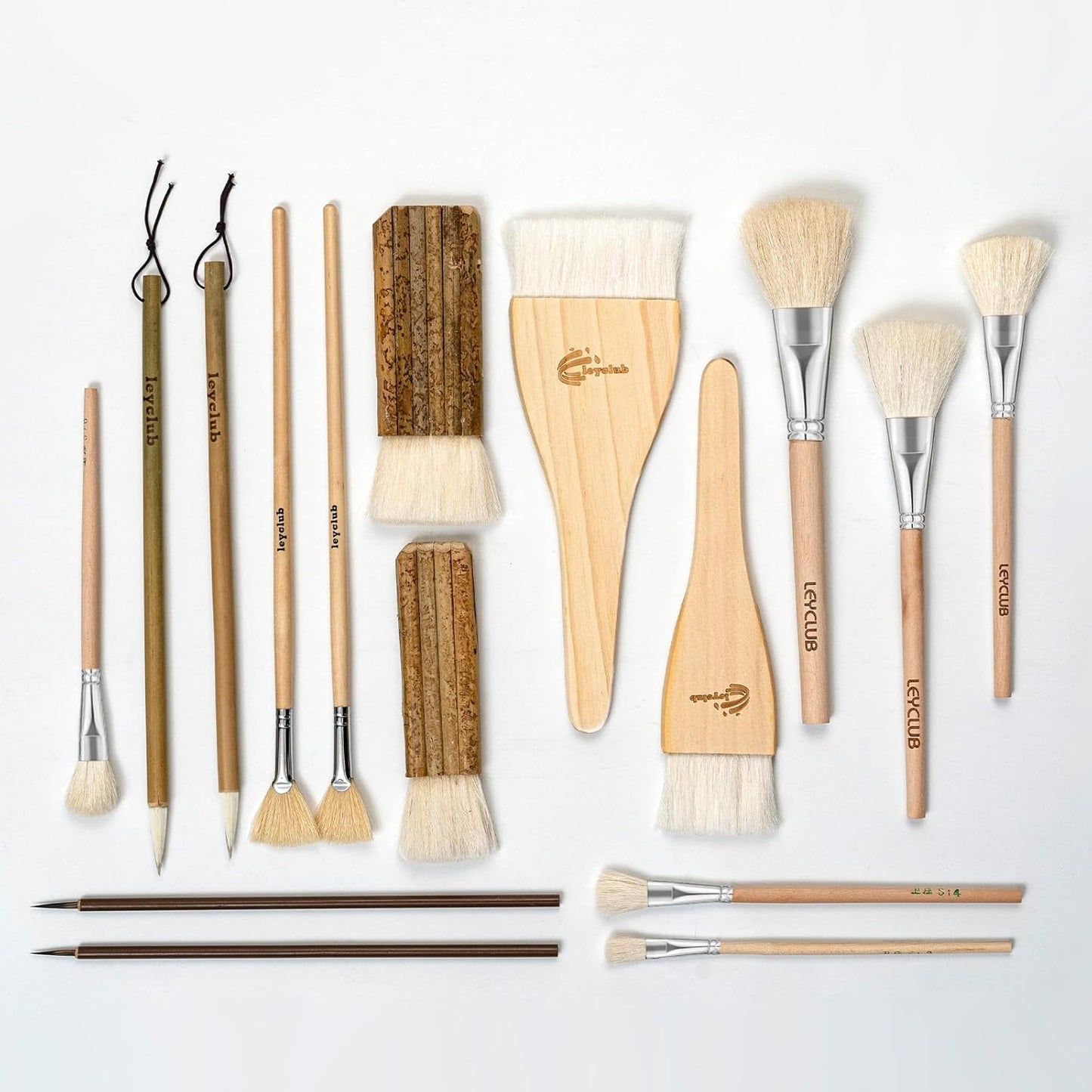 Pottery Glaze Brushes,16 PCS Painting Ceramic Brush Set, Different Shape Wool Soft Bristle for Ceramic Pottery Glazing Creation