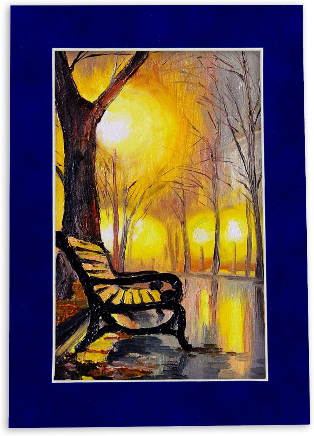 Poster Palooza 8x10 Mat Bevel Cut for 6x8 Photos - Acid Free Royal Blue Suede Precut Matboard - For Pictures, Photos, Framing - 4-ply Thickness