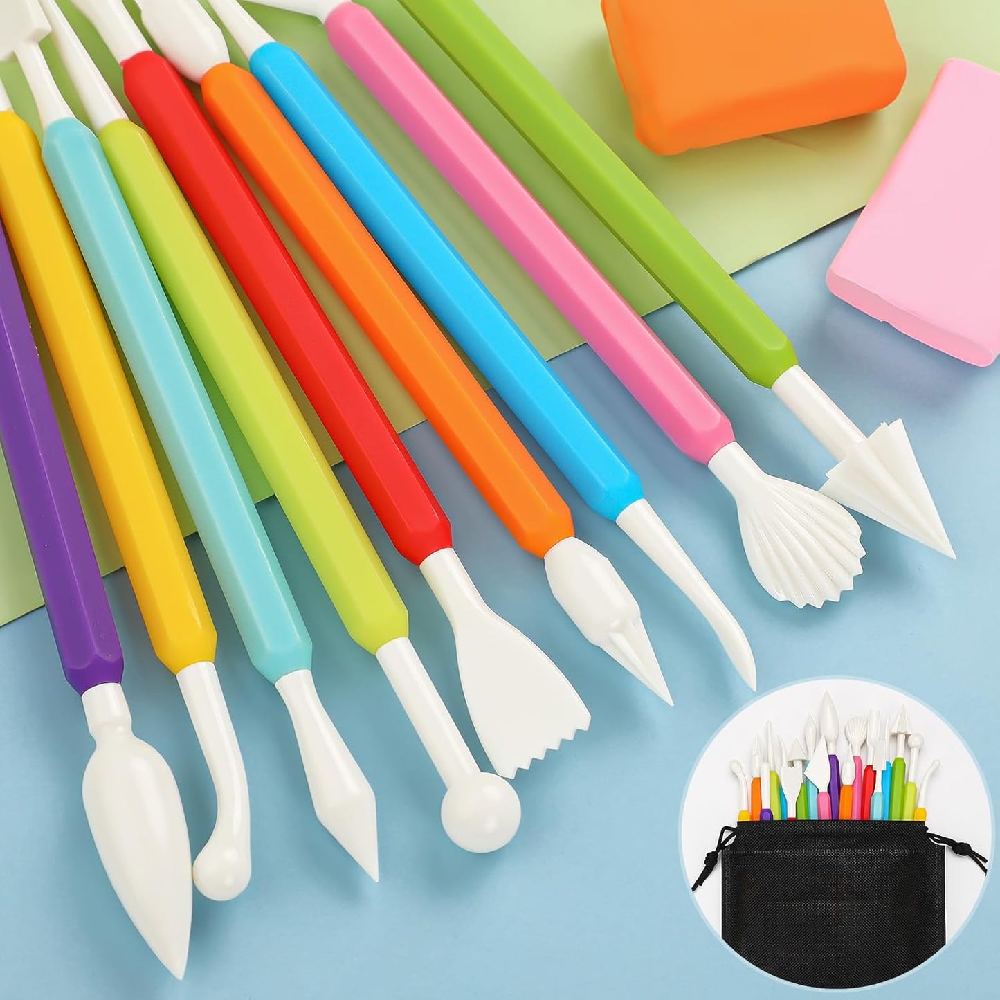 18PCS Clay Sculpting Tools, Double Head Air Dry Clay Carving Tools Kits for Kids and Adults, Sculpting Tools for Clay Sculpey, Modeling Clay Ideal, Air Dry Clay and Shaping