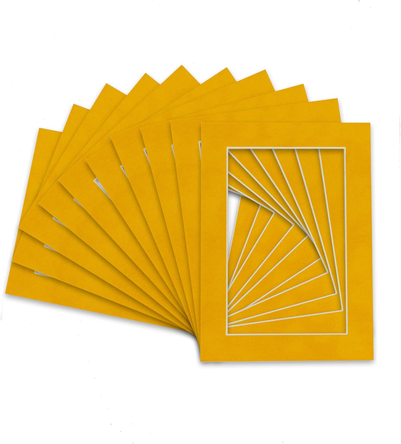 Pack of 25 Acid Free 8.5x11 Mats Bevel Cut for 7x9 Photos - Bright Yellow Precut Matboards For Pictures, Photos, Framing - 4-ply Thickness
