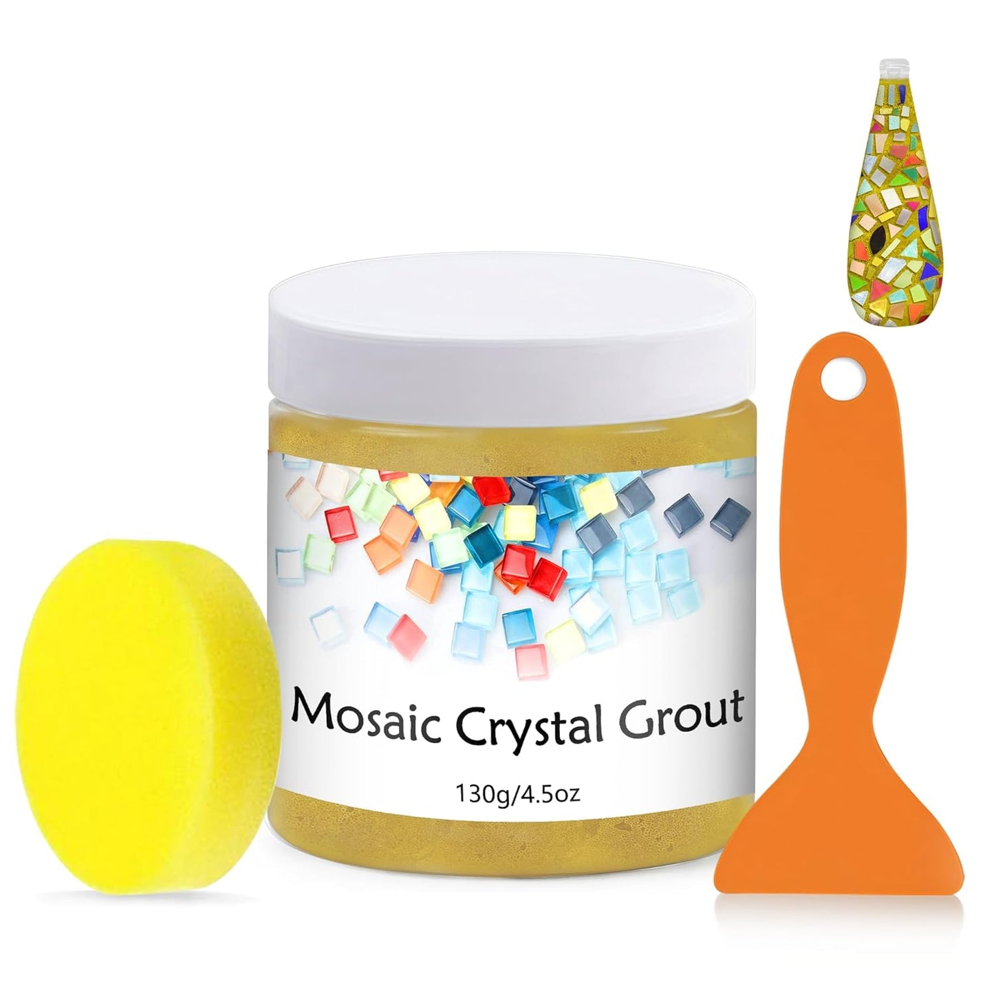 Mosaic Crystal Grout, Mosaics Tile Tools, Mosaic Tile Accessories – Essential for Handmade Grouting and Perfect for DIY Craft Projects (Yellow, 4.5oz)