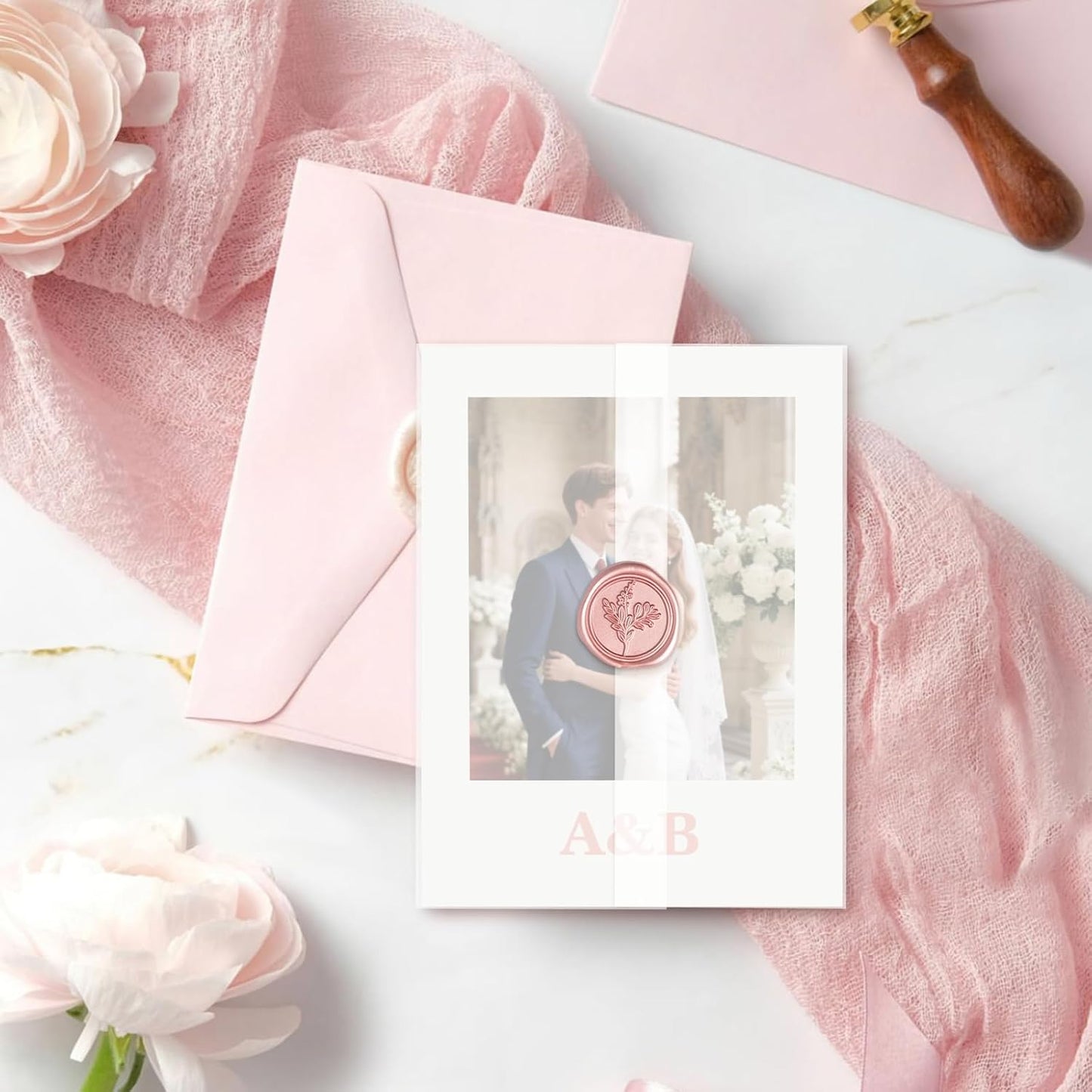 30 Pack Pre-Folded Vellum Jackets for 5x7 Invitations, Translucent Vellum Paper 5x7 Jackets, 100GSM Wedding Invitations Wraps, Envelope Liners for Birthdays, Baby Showers