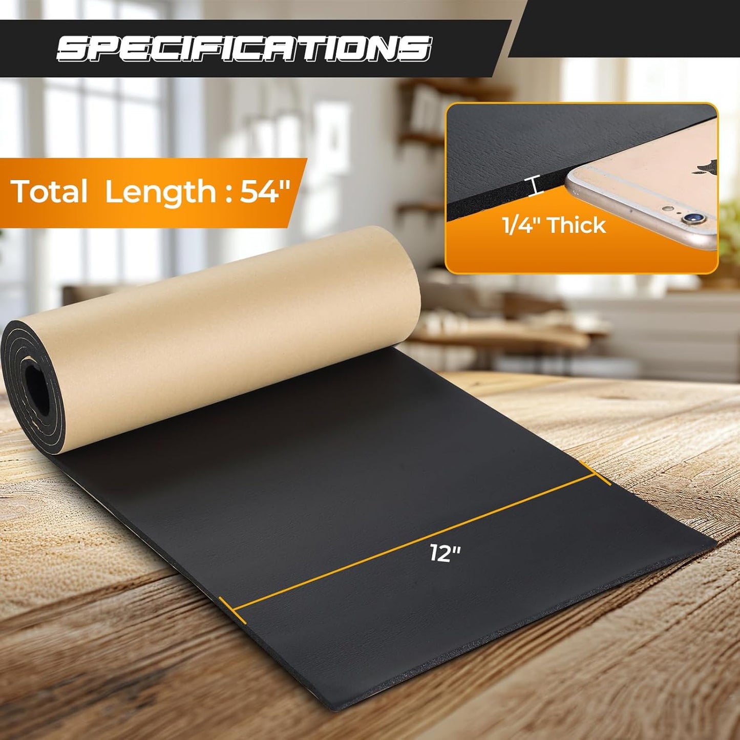 NATGAI Sponge Neoprene with Adhesive Foam Rubber Sheet 1/4” Thick X 12” Wide X 54” Long, Cut to Multiple Dimensions and Lengths - DIY, Gaskets, Cosplay, Costume, Crafts