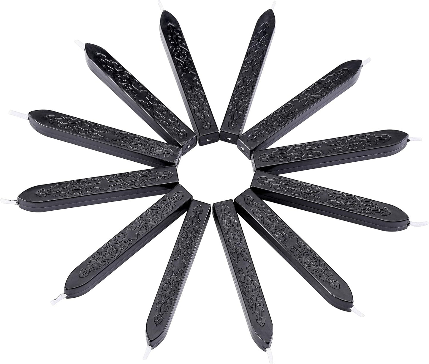 Yoption 12 Pcs Sealing Wax Sticks with Wicks, Antique Black Totem Fire Manuscript Seal Wax for Wax Seal Stamp (Black)