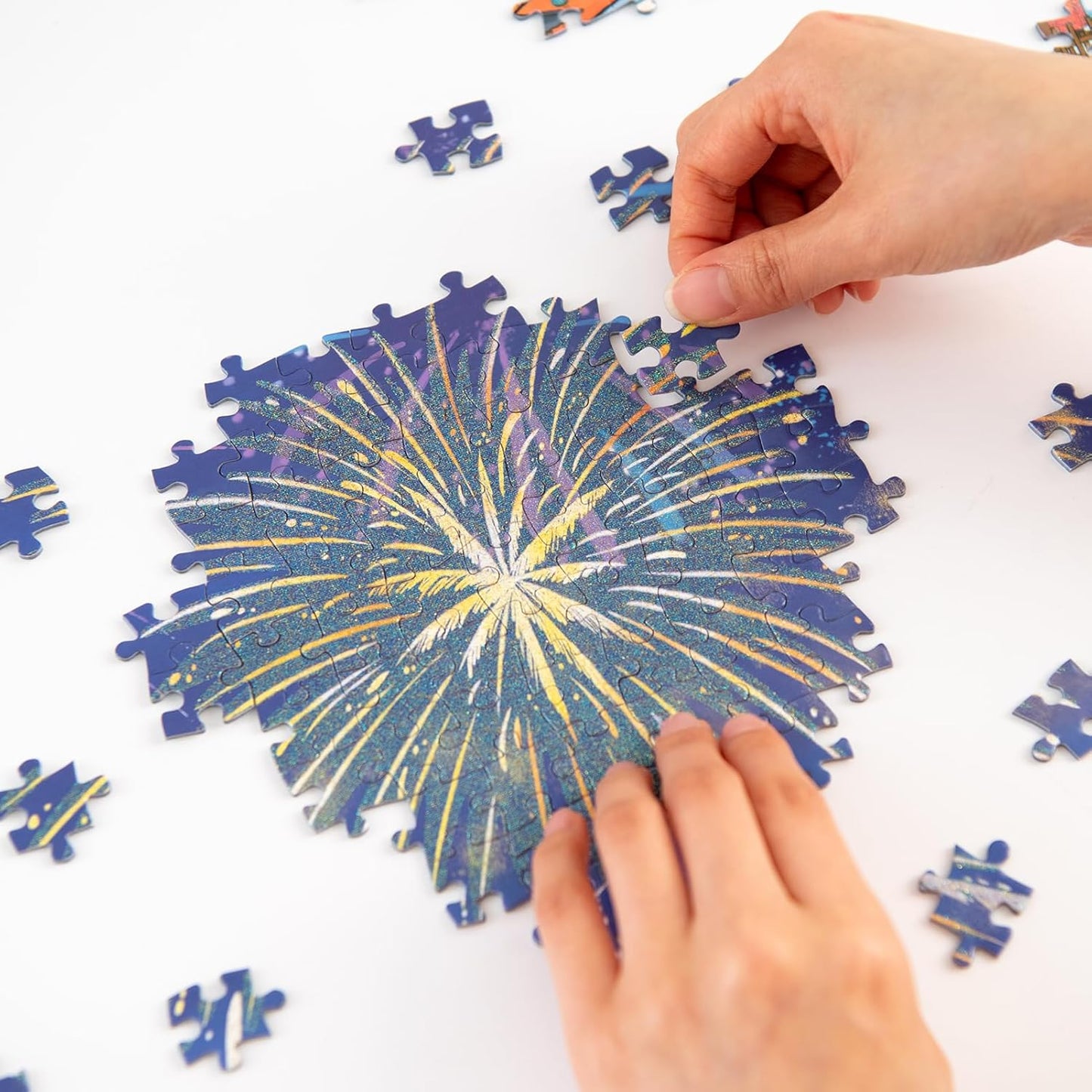 MOMIBOOK Puzzles for Adults 2000 Pieces Jigsaw Puzzles of Fireworks Night Tour, Colorful Powder Painting Image Chinese Twon Challenging Hard Impossible Puzzle Unique Party Christmas Birthday Gifts