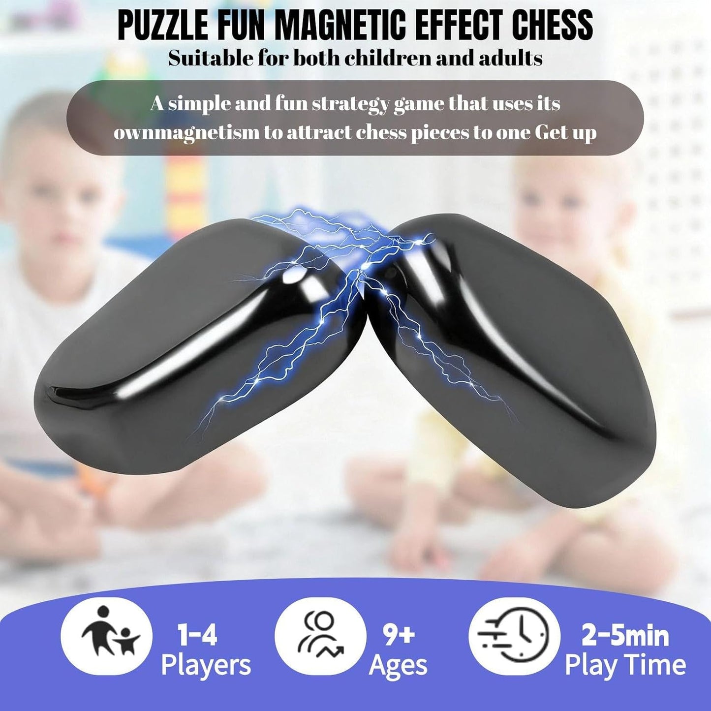 Magnetic Chess Game，24 Stones，String & Portable Storage Bag，Strategy Board Game for Family Game Night, Indoor Outdoor Use for Kids Adults V