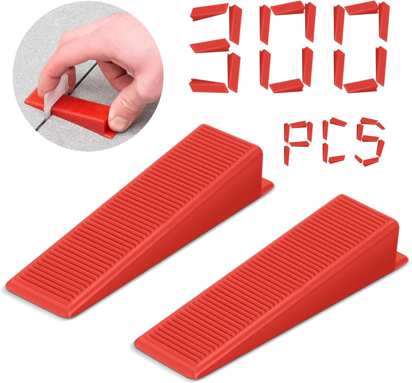 300 Pcs Tile Leveling Wedges Reusable Tile Wedges Suitable for 1/8" spacers, 1/16" spacers, 1/32" spacers Tile Leveling System, Tile Leveler Installation