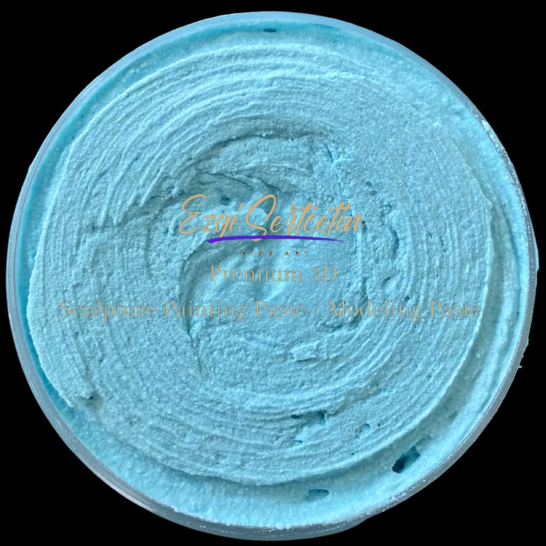 3D Sculpture Painting Paste|Texture Paste|Decorative Plaster|Ready to Use|Unique Metallic Pearl and Neon Colors|Ideal for Artwork|Stencil|Flowers|Texture and Art Relief|6 oz | (Blue Marine)