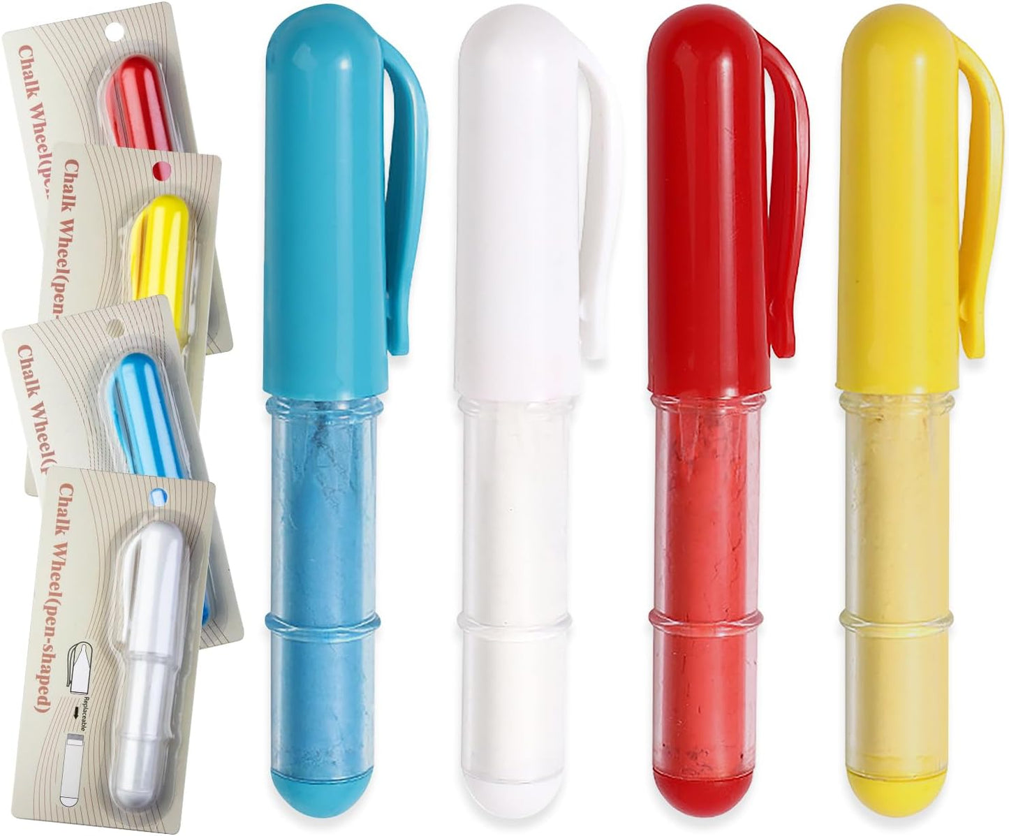 4PCS Sewing Chalk for Fabric, Wipeable and Washable Fabric Chalk for Sewing, Tailors Chalk for Fabric Etailed Marking on Fabrics, Cottons, Leathers - Blue, White, Red, Yellow