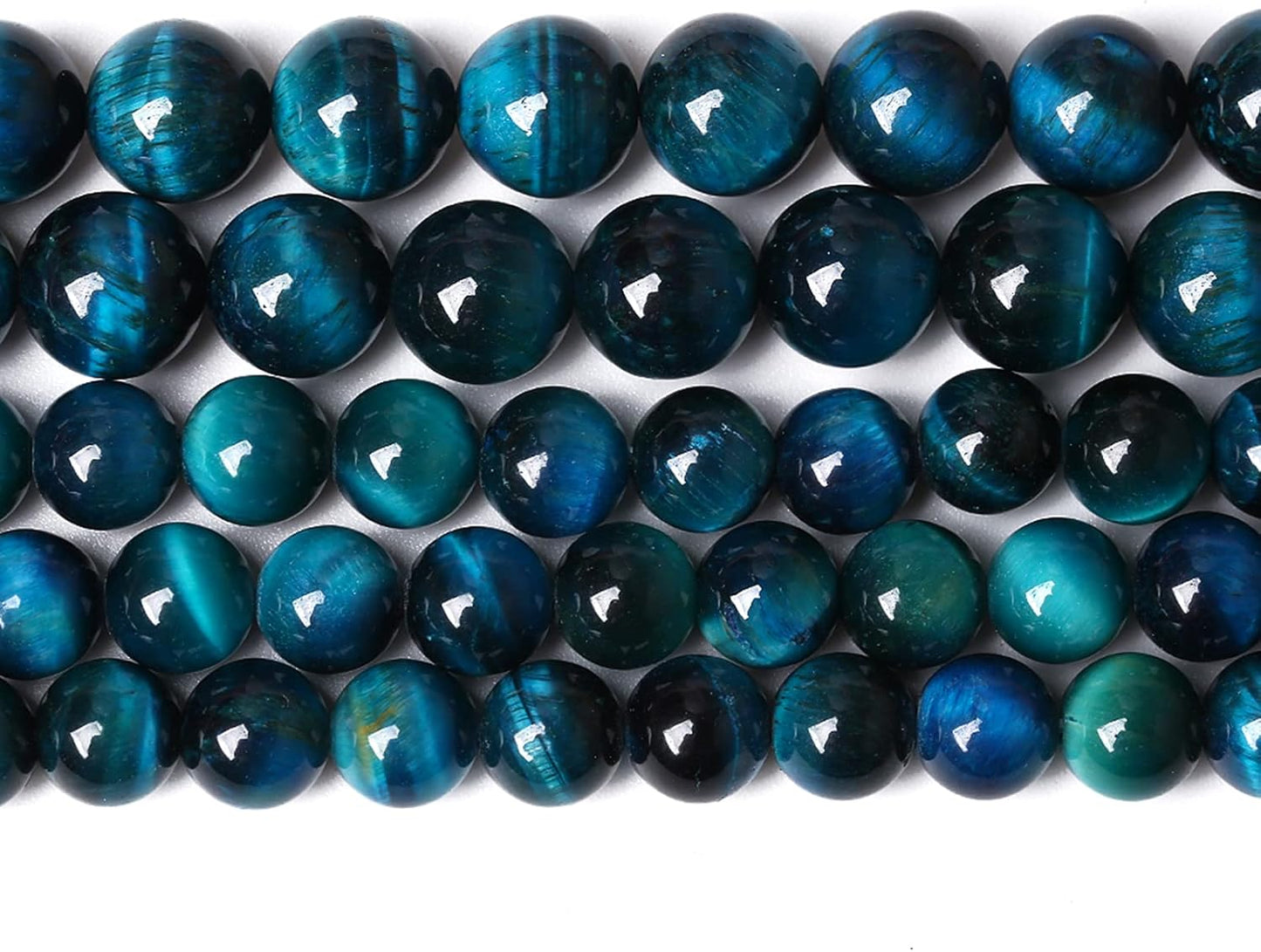 Blue Tiger Eye Gemstone Loose Beads Natural Round Loose Stone Beads for Jewelry Making DIY Bracelet Necklace Earrings 8mm 48pcs 1 Strand 15" (Blue Tiger Eye, 8mm)