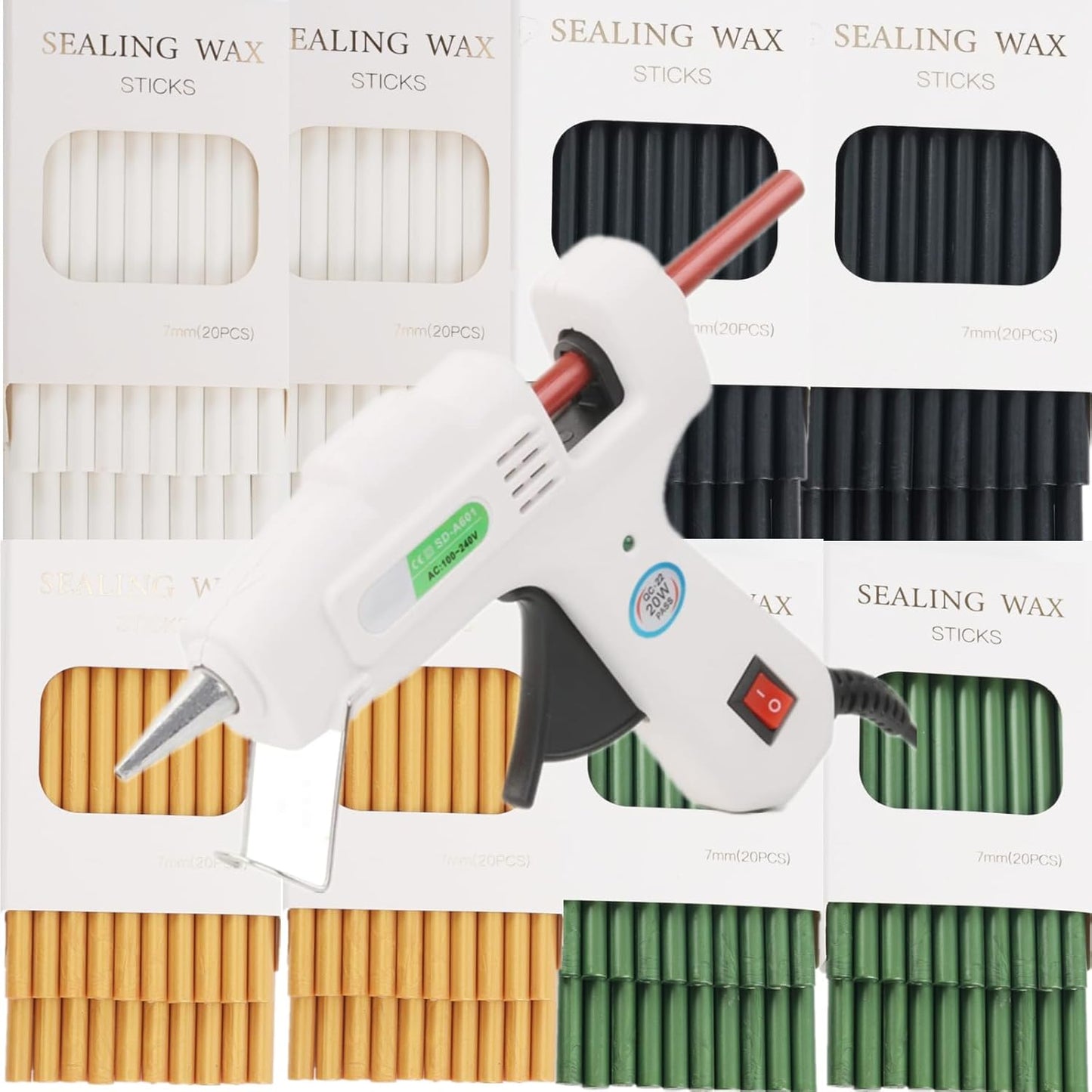 20Pcs Wax Seal Sticks Set with Glue Gun, Great for Wedding Invitations, Envelopes, Gift Wrapping (Pine Green)