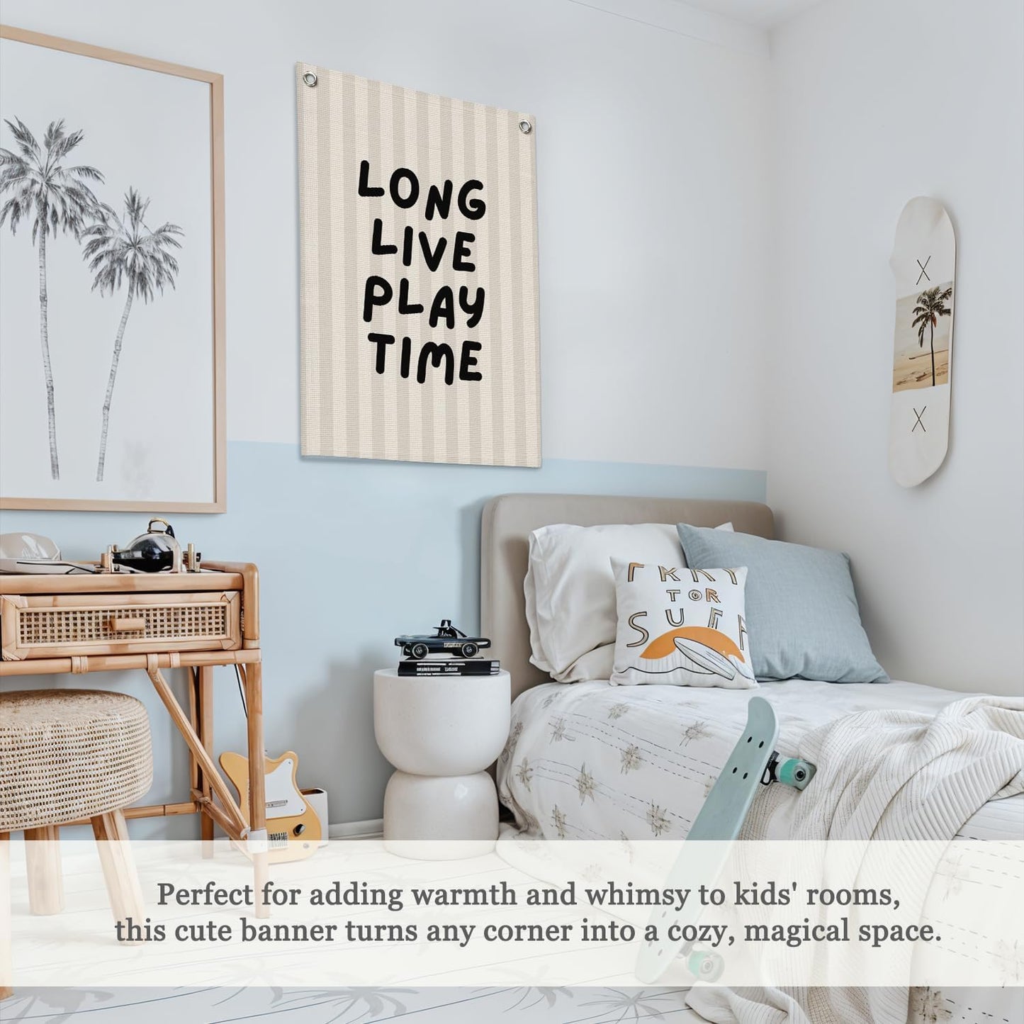 Toddler Boy Room Decor,Long Live Playtime Canvas Banner，Boy Nursery Decor Wall Hanging Banner Flag for Toddler Kids Room Nursery Playroom Bedroom 18x25 Inch