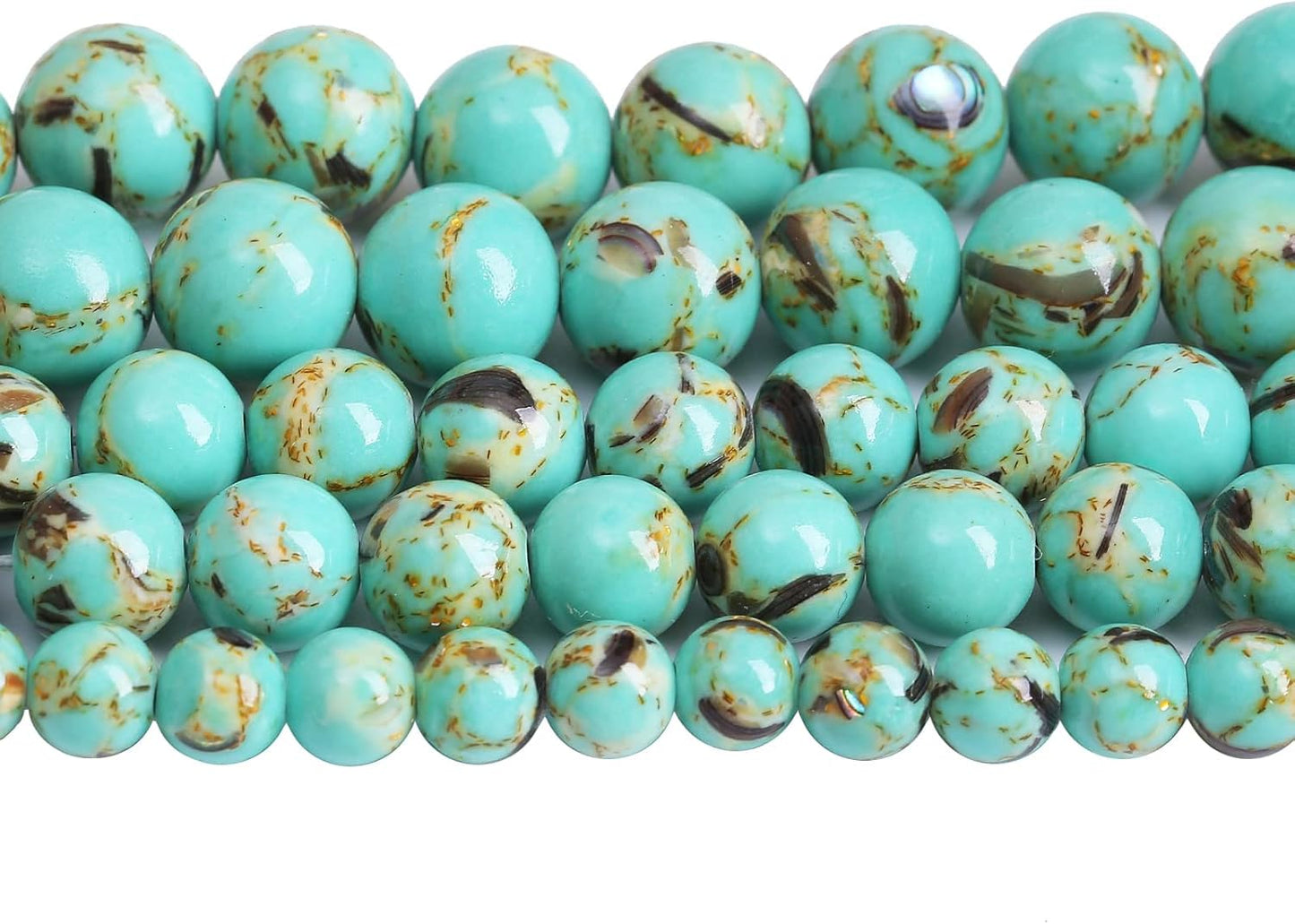 12mm 32pcs Turquoise Beads with Mother of Pearl Blue Howlite Shell Turquoises Stone Round Beads for Jewelry Making Bracelet