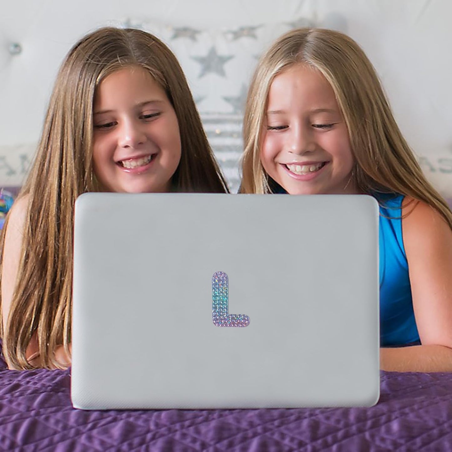 StickerBeans® Rhinestone Alphabet Letter Sticker L - Unique Sparkly Design 2” x 2” Cut-to-Shape Adhesive - Personalization, Collecting, Gifting, Scrapbooking, Decorating Laptops, Phone Cases, All Ages