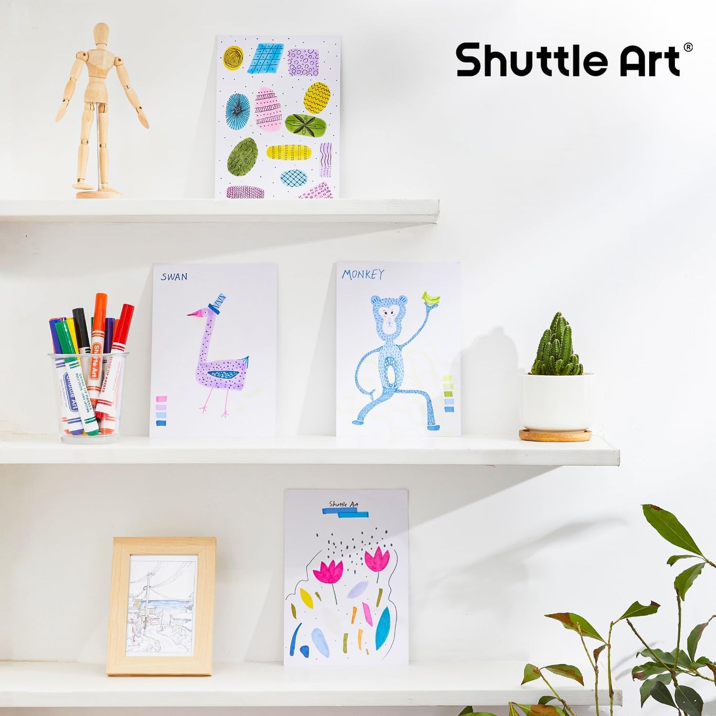Shuttle Art 304 Pack Washable Markers, 16 Assorted Colors Broad Line Conical Tip Large Markers Bulk with a Box, Bonus Caps, Home Classroom School Supplies for Toddlers Kids Adults Students Teachers