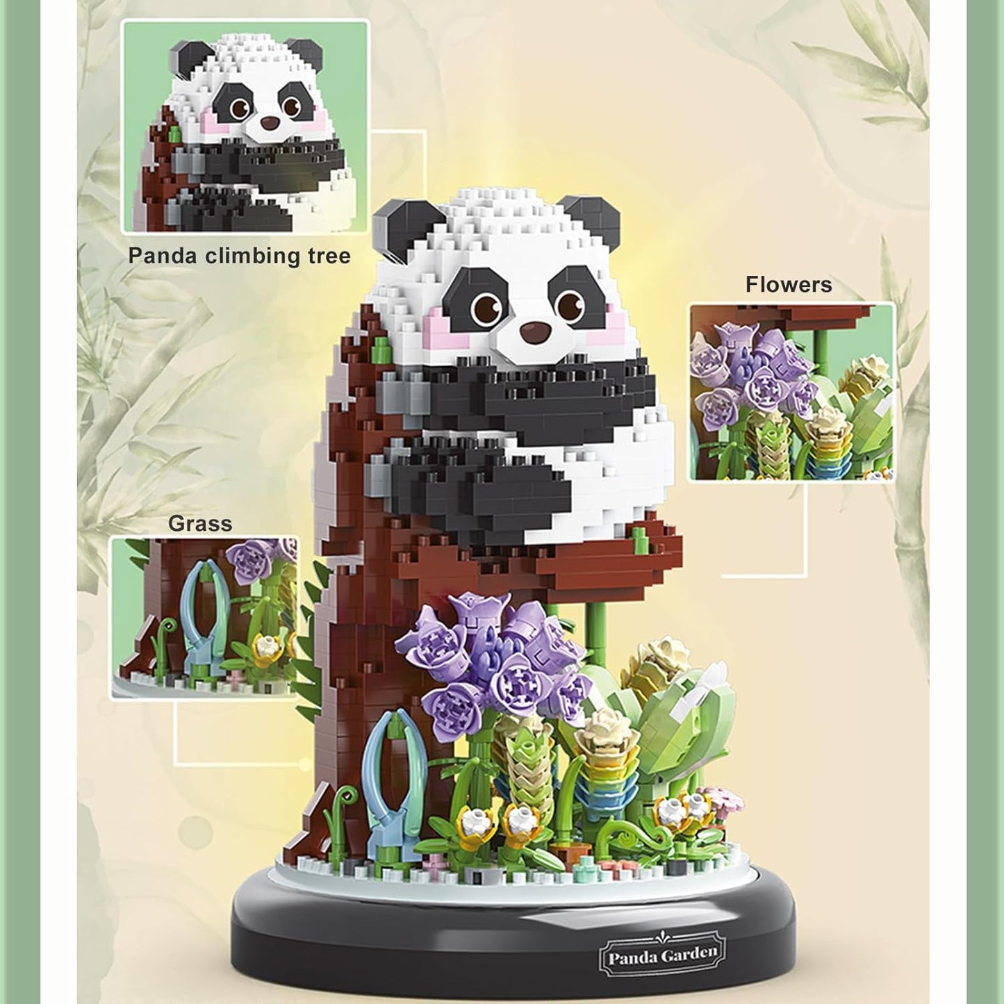 Panda Flower Building Set for Adult Party Favors for Kids Animal Building Blocks Plant Friend Set Bonsai Tree Valentines New Year Easter Birthday Gift for Boys Girls Age 6-12+(Panda Succulent)