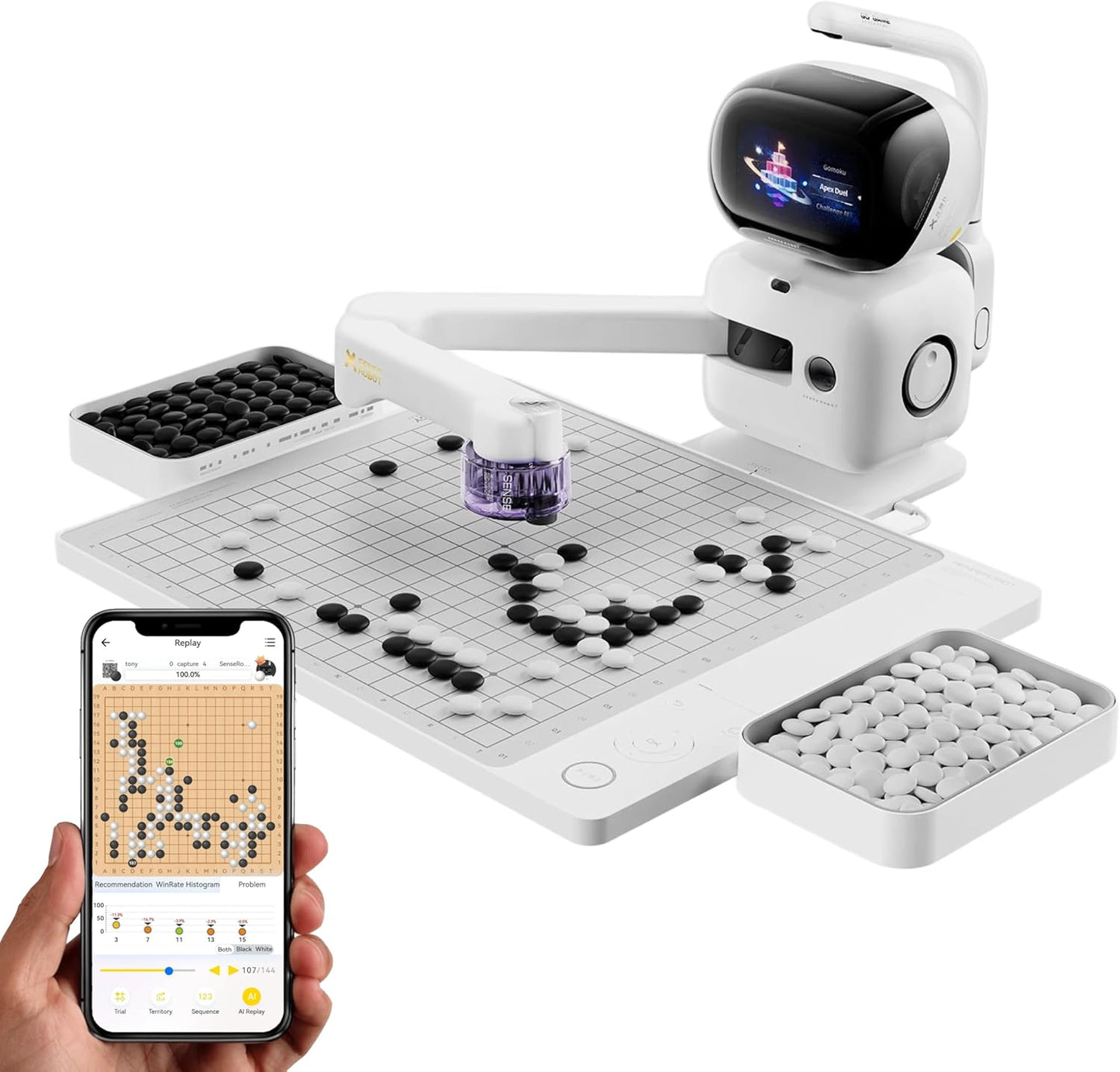 Go Professional – AI Smart Go Board with Robotic Arm, 23-Level AI for All Skill Levels, Apex Duel, Real-Time Game Review, Wi-Fi OTA Updates
