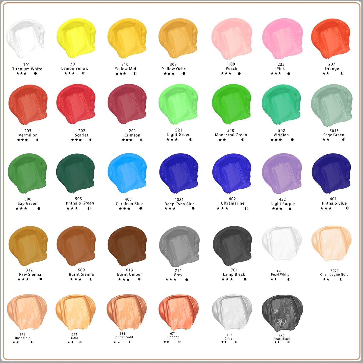 Artecho Acrylic Paint, Rose Gold Paint (120ml / 4.05oz) Tubes, Art Craft Paints for Canvas, Rock, Stone, Wood, Fabric, Art Supplies