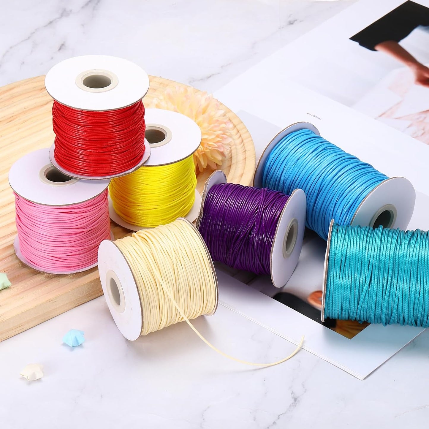 MECCANIXITY Waxed Cord 1.5mm Waxed Thread 87 Yard Wax String Leather Cord for Bracelet Making, Necklaces, Beading, Jewelry Making and DIY Crafts(Dark Purple)