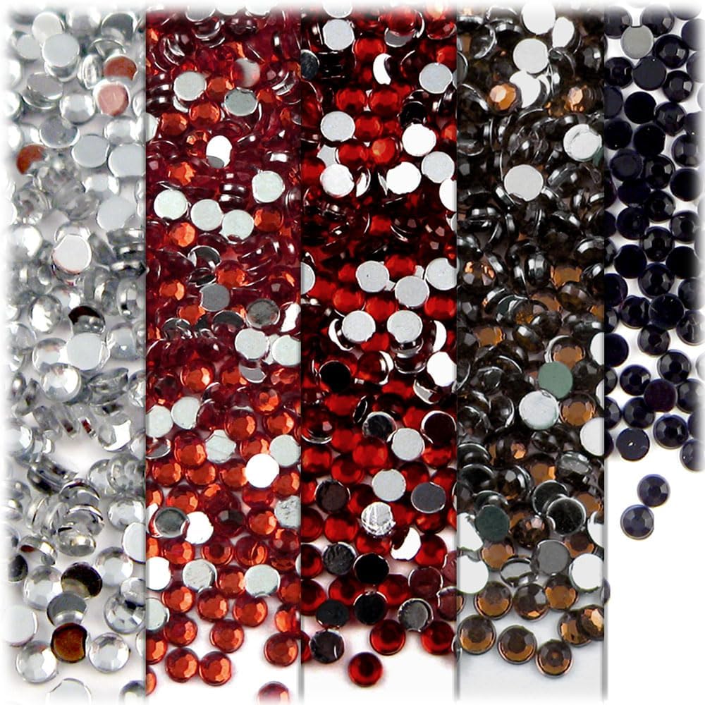The Crafts Outlet 5-PK Set (7,200-Piece), Round 3mm Rhinestones, Flatback, Yellow Tones