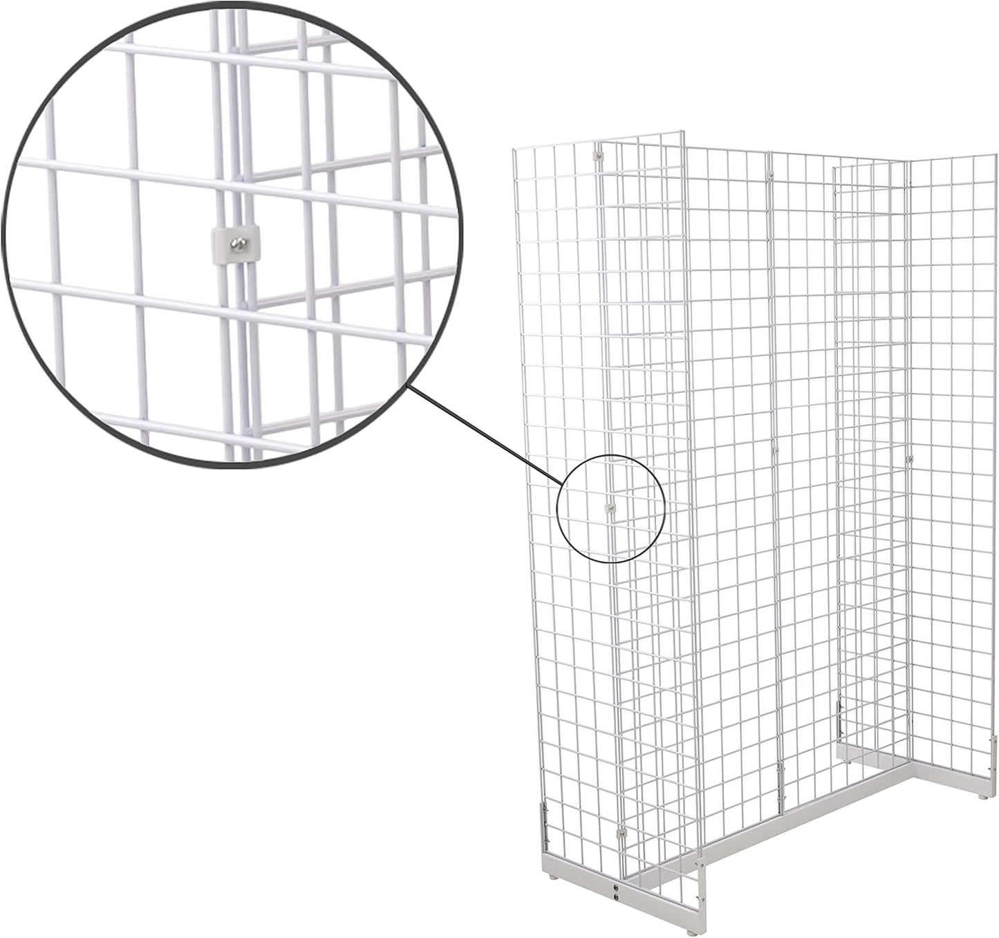 Gridwall Joining Clip Connectors for Grid Panels, Powder-Coated or Chrome Plated Steel (Quantity 20) (20, White)