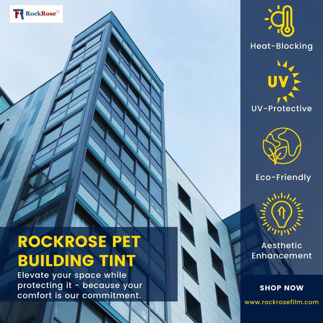 Rockrose Professional Window Tint for Home – One Way Privacy Window Film for Home Offices Heat Blocker Reflective Adhesive Mirror Tint with 99% UV Block – Silver 36 in x 25FT