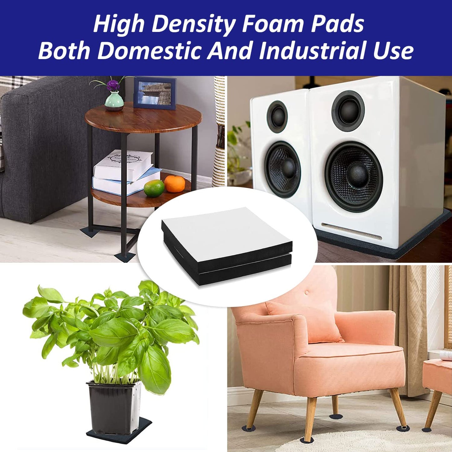 Foam Padding Sheets with Adhesive Backing - 3/4" Thick Self Stick Neoprene Insulation Foam,2PCS 3/4 Inch Thick X 4 Inch Long X 4 Inch Wide - Closed Cell Foam Sheet Square Pad