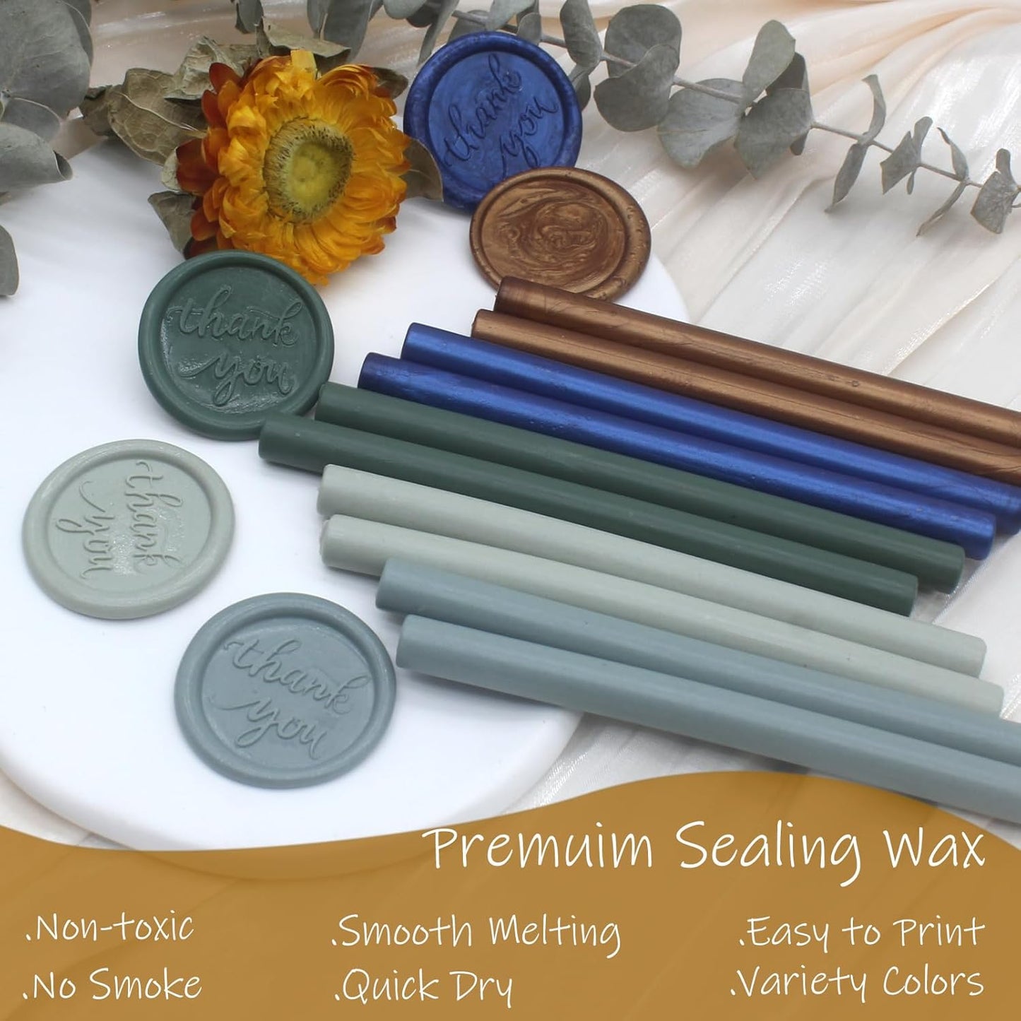 52pcs Navy Blue Wax Sealing Sticks for Wax Seal Stamp - Premium Glue Gun Sticks for Envelope, Letter, Wedding Invitation Craft Adhesive - Great Gift Ideas (Mini Size)