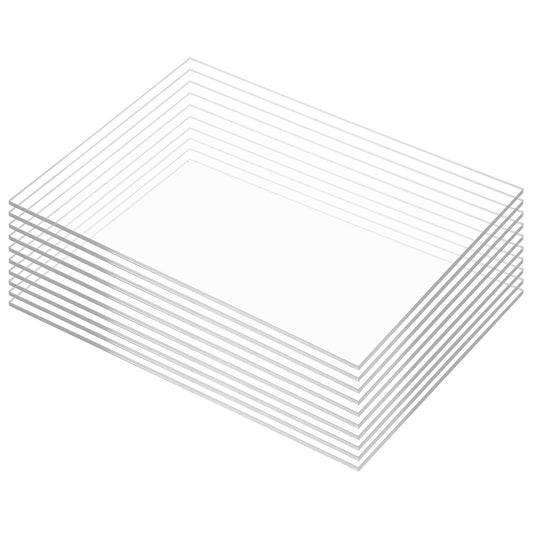 Pack of 10 Clear Acrylic Sheets 12" x 16" Cast Plexiglass Panel 1/8" Thick (3mm) Transparent Plastic Board for Signage, Craft, Display Projects, Laser Cutting, Engraving