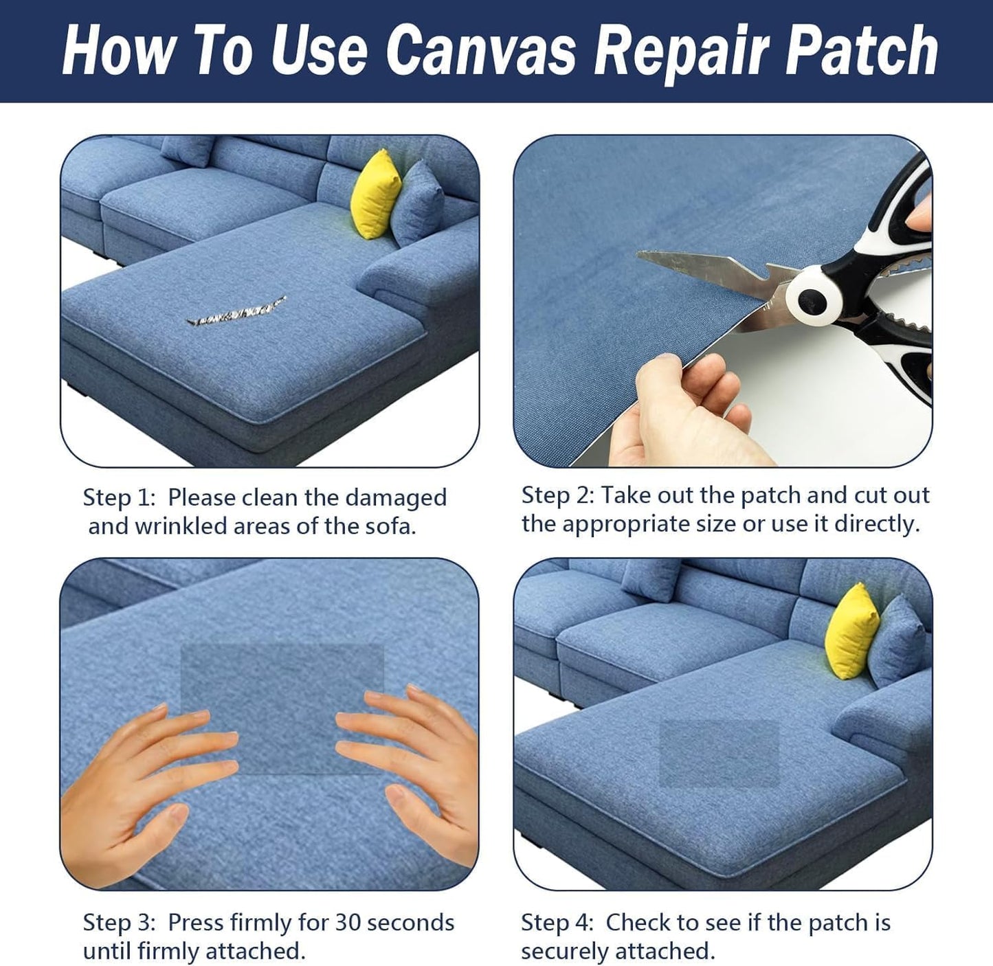 Canvas Repair Patch, 17X158 Inch Strong Sticky Fabric Repair Tape, Self-Adhesive Fabric Patch for Sofas, Tote Bags, Clothing, Car Seats, Furniture (Medium Grey, 17X158 Inch)