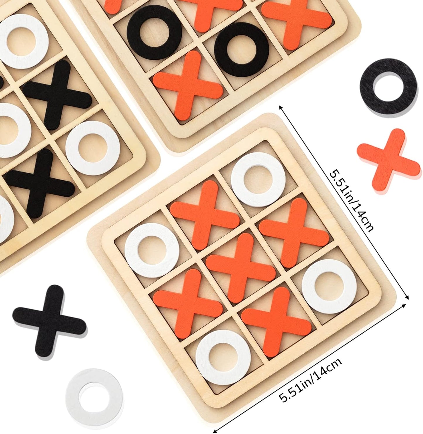 Libima 12 Pcs Wooden Tic Tac Toe Game Mini Family Board Games Classical Puzzle Chess Tabletop Teaches Strategy & Focus, Gifts for Halloween/Road Trip/Travel/Christmas Strategy Toys(Classic Color)
