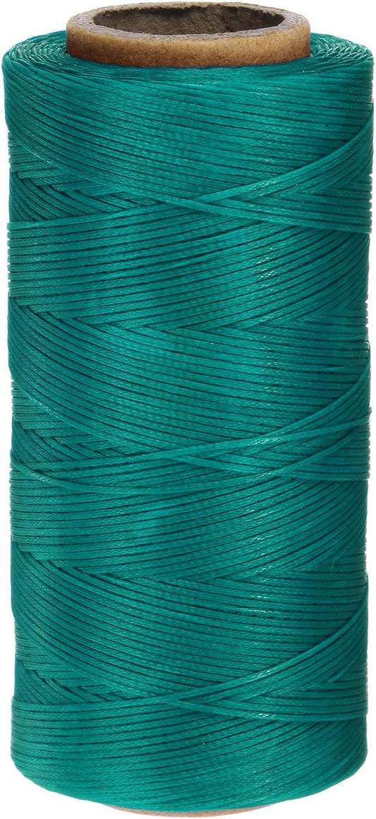 uxcell 150D 0.8mm Flat Waxed Thread 284 Yards Polyester Leather Sewing Waxed String Hand Stitching Waxed Cord for Leather Stitching Sewing Bookbinding DIY Craft Peacock Green