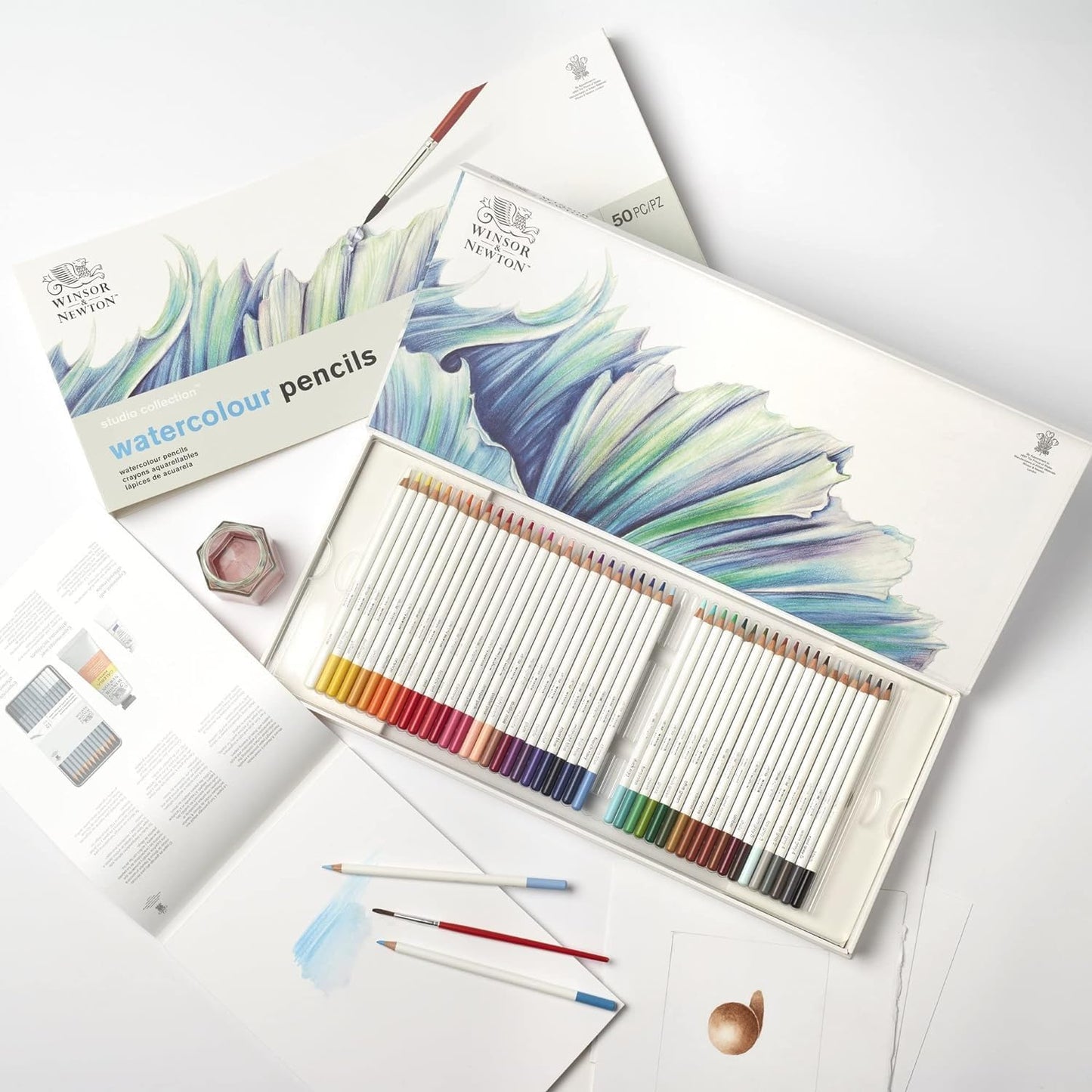 Winsor & Newton Studio Collection Artist Pencils, Watercolour Pencil Box Set, 50 piece