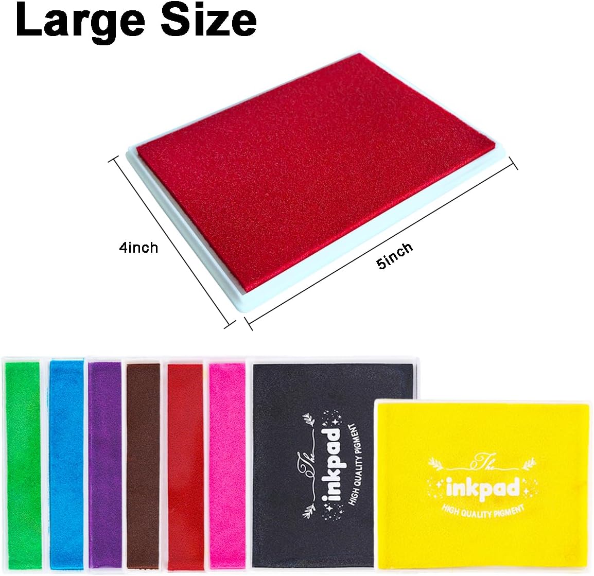 GTLZLZ Large Ink Pad for Rubber Stamps, 5" x 4" Washable Craft Stamp Pad for Kids, Fingerprint Ink Pad for Paper, Scrapbooking, Wood Fabric (Coffee)