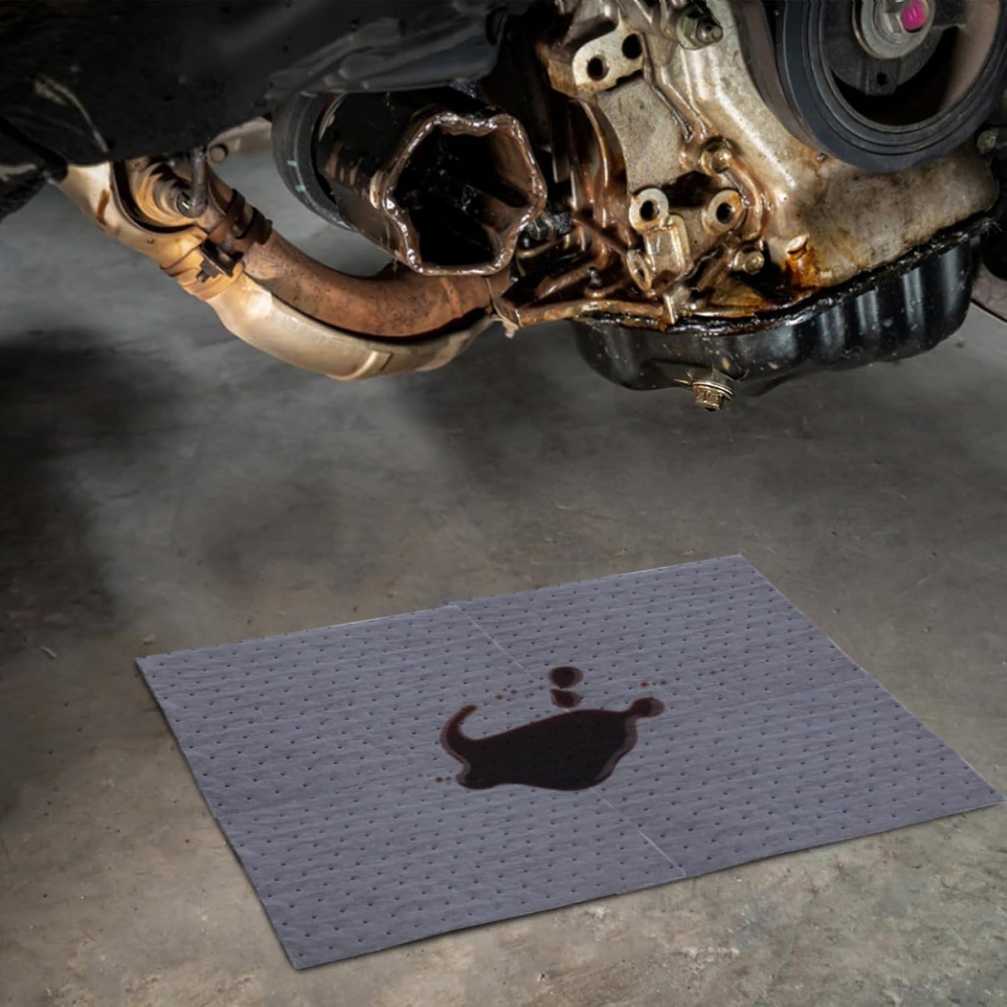 400 PCS Oil Absorbent Pads for Spills Other Liquids 13” x 10” x 2 mm Oil Spill Mat Water Absorbent, Polypropylene Universal Absorbing Mats Packed in a Dispensing Box