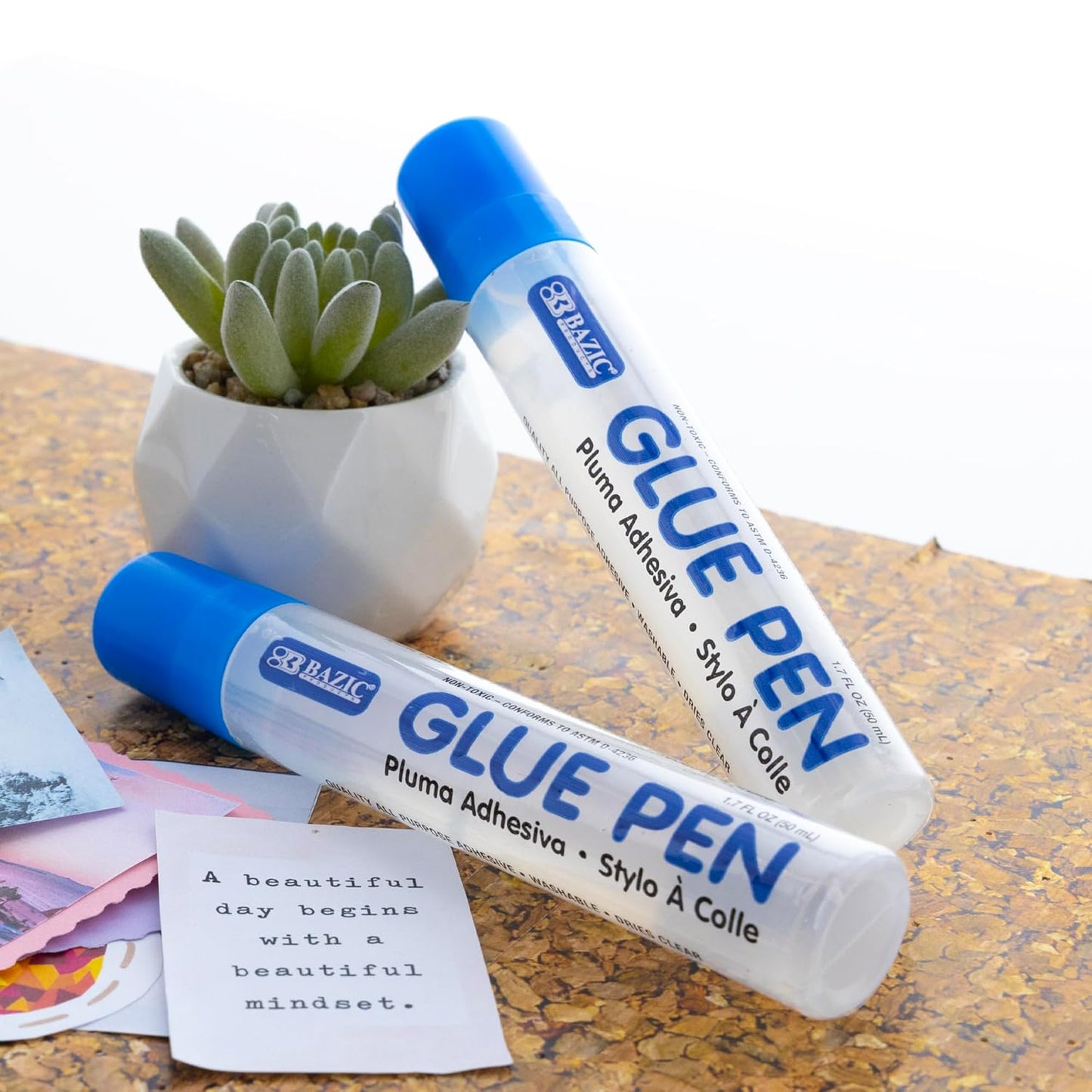 BAZIC Products Washable Glue Pen 1.7 Oz. (50 mL), Liquid Clear Glues Bond Adhesive for Art Crafts Project at School Home Office (2/Pack), 2-Pack