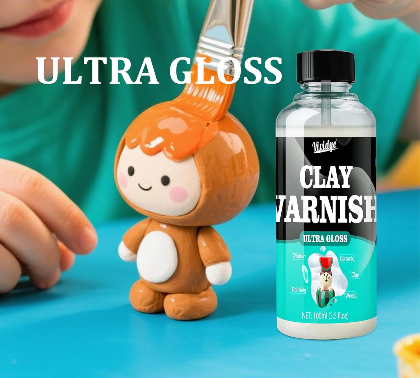 Air Dry Clay Glaze Kit - 2x100ml High Gloss Matte Varnish Sealant, Super Glossy Polymer Clay Glaze, Prevent Scratch Resistant, Yellowing, Waterproof - Clay Paint Kit for Pottery, Wood, Painting