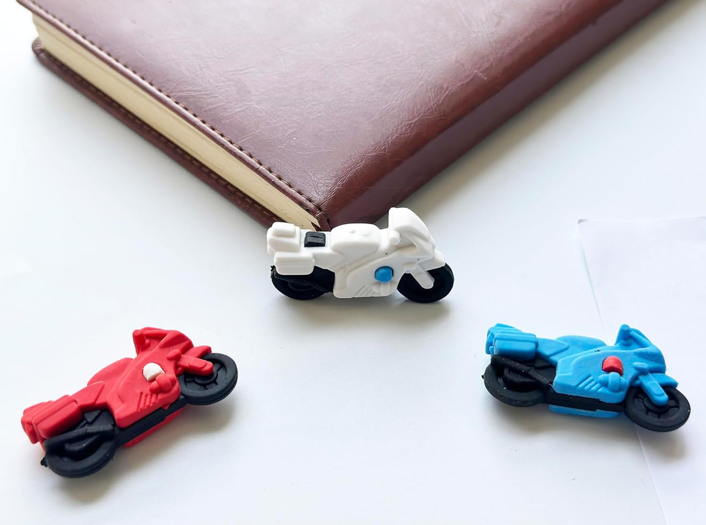 36 Pcs Pencil Eraser Set, 3D Cute Erasers for Kids, Children's Gifts, Party Favor, Classroom School Rewards (Motorcycle)