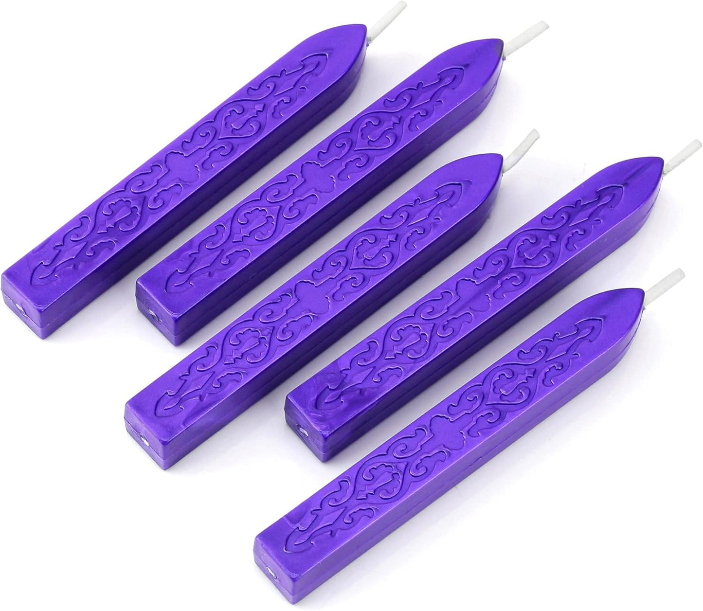 Yoption 5 Pieces Purple Sealing Wax Sticks, Antique Totem Fire Manuscript Wax Seal Sticks with Wicks for Wax Seal Stamp (Purple)