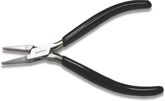 The Beadsmith Flat Nose Pliers – Extra Fine Tips – 4.5 inches (114mm) – PVC Grip Handle with Double Leaf Springs – Jewelry Making Tool for Creating Bracelets, Earrings and Necklaces