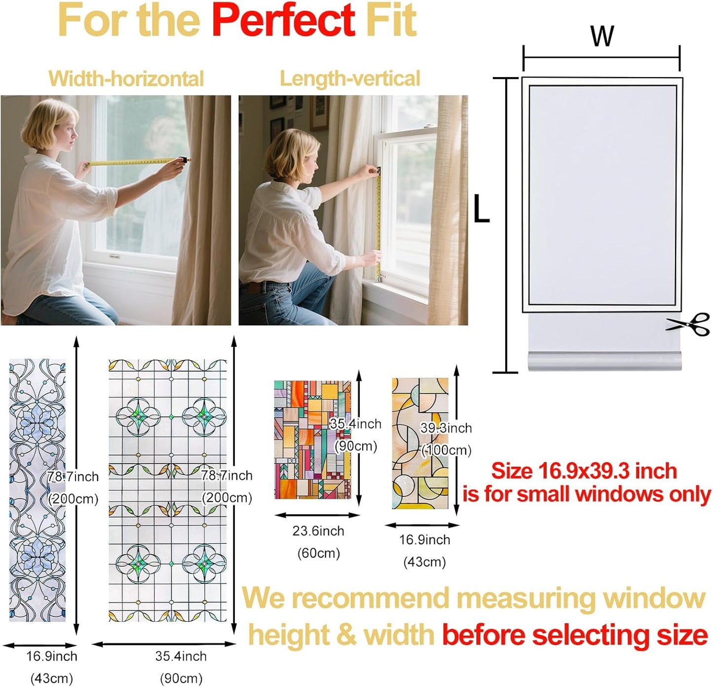 3D Stained Glass Window Privacy Film, Heat Control UV Blocking Static Cling Decorative Window Film for Bathroom,Front Door,Home Non Adhesive,Colorblock 16.9 x 78.7 inches