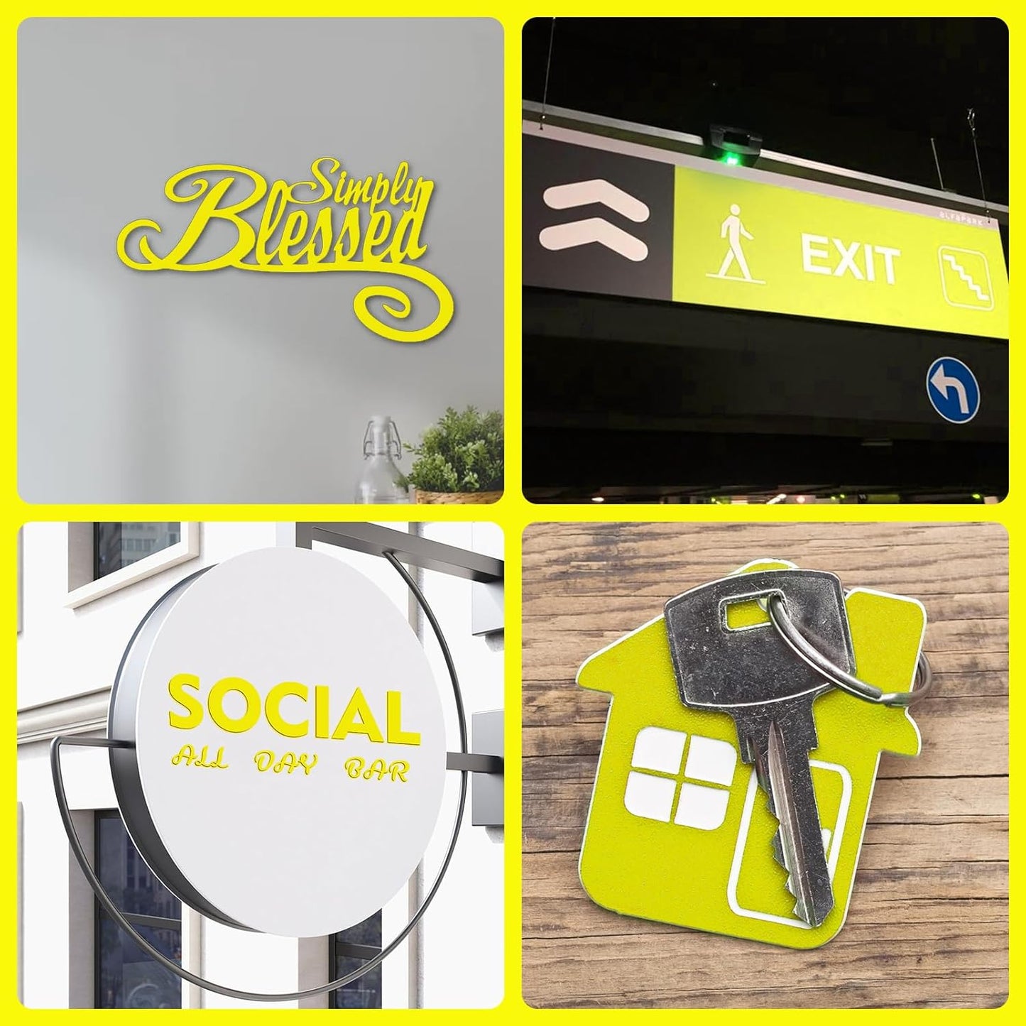 Laser Engraving Blank ABS Double Color Plastic Sheet, 11.8x6.49x0.05 inch Materials Double Color Plastic Sheet for Interior Signs, Badges, DIY Carving Pack of 12 (Yellow)