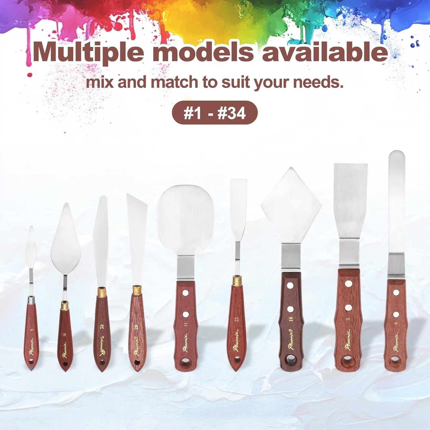 MECCANIXITY Pack of 1 Palette Knife No.6, 9.4" Long Palette Knives with Stainless Steel Flexible Spatula Pallet Knife and Wood Handle for Scraping, Mixing, Oil Acrylic Painting Canvas