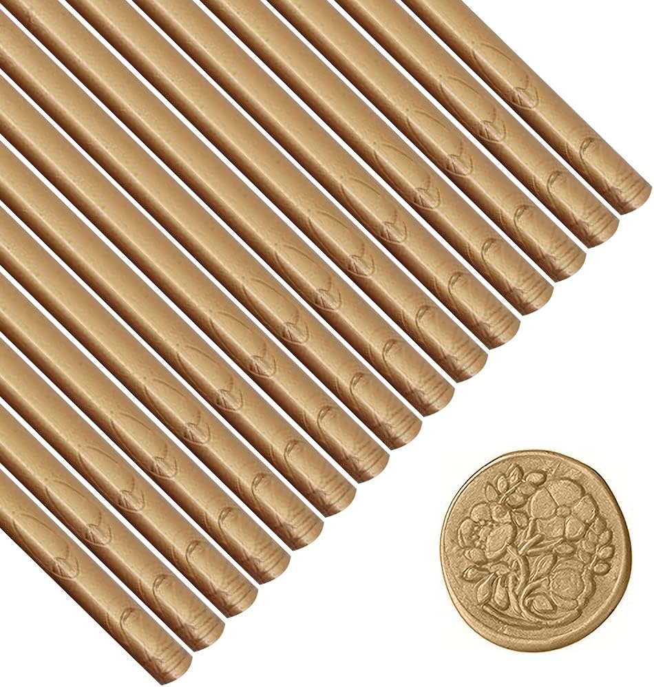 Wax Seal Sticks, Afobby 15 Pieces Glue Gun Sealing Wax Sticks for Wax Seal Stamp, Brown Wax Sealing Sticks for Wedding Invitations, Cards, Envelopes