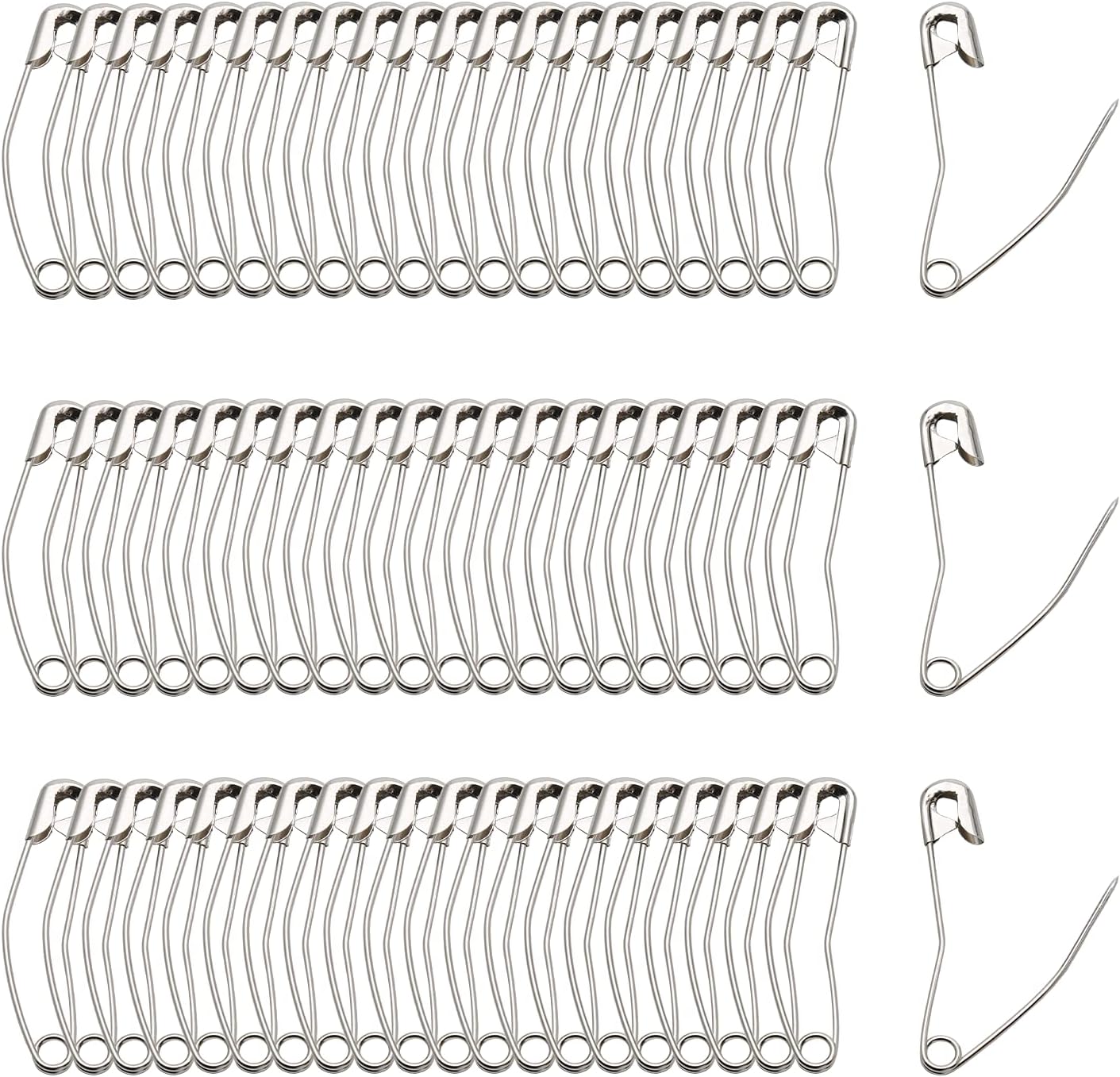 120Pcs Curved Safety Pins Size 4, 2-1/4 inch / 57mm Quilting Basting Pins, Bent Safety Pins for Quilting and Knitting (Sliver)